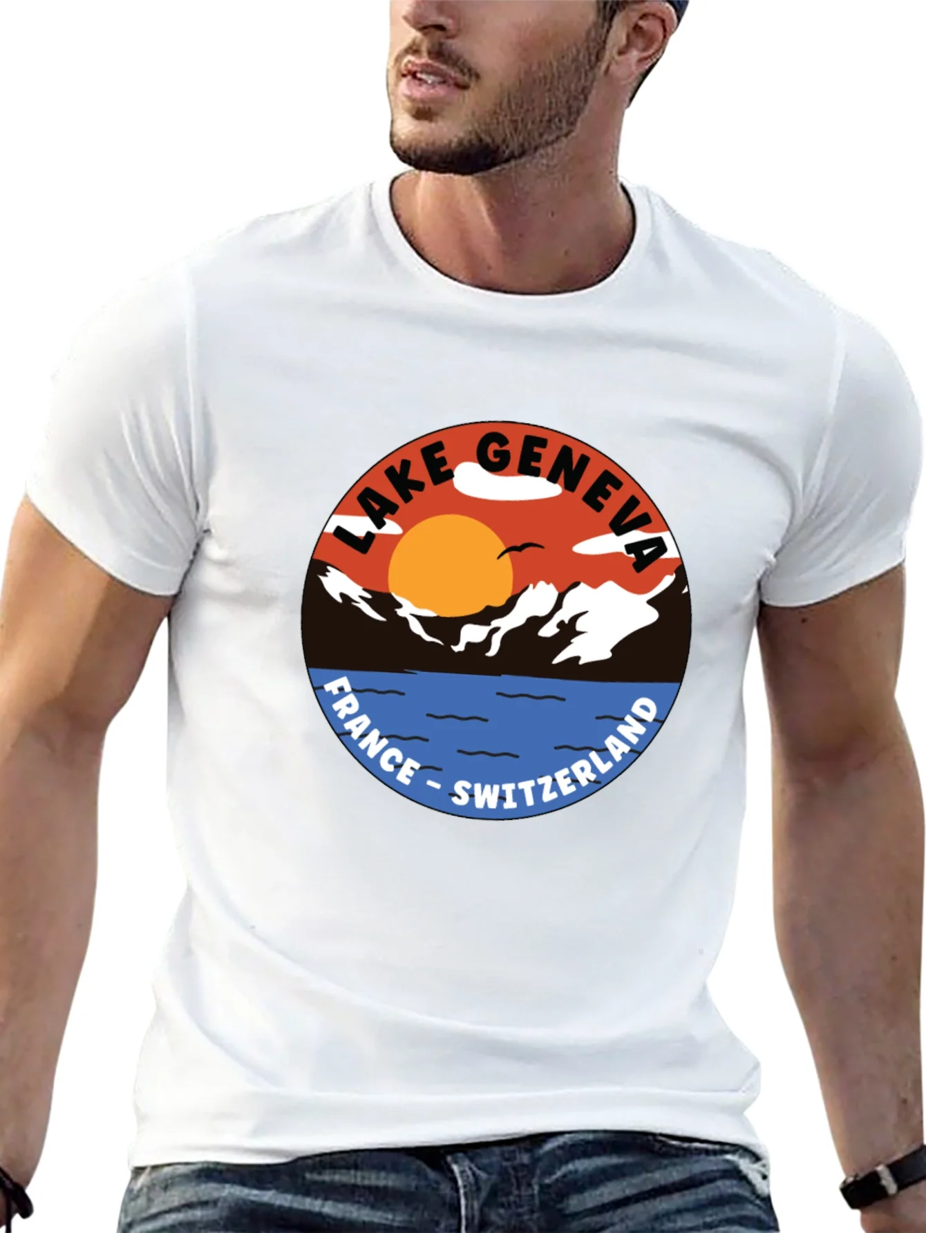 Lake Geneva Graphic Tee - France Switzerland T-Shirt