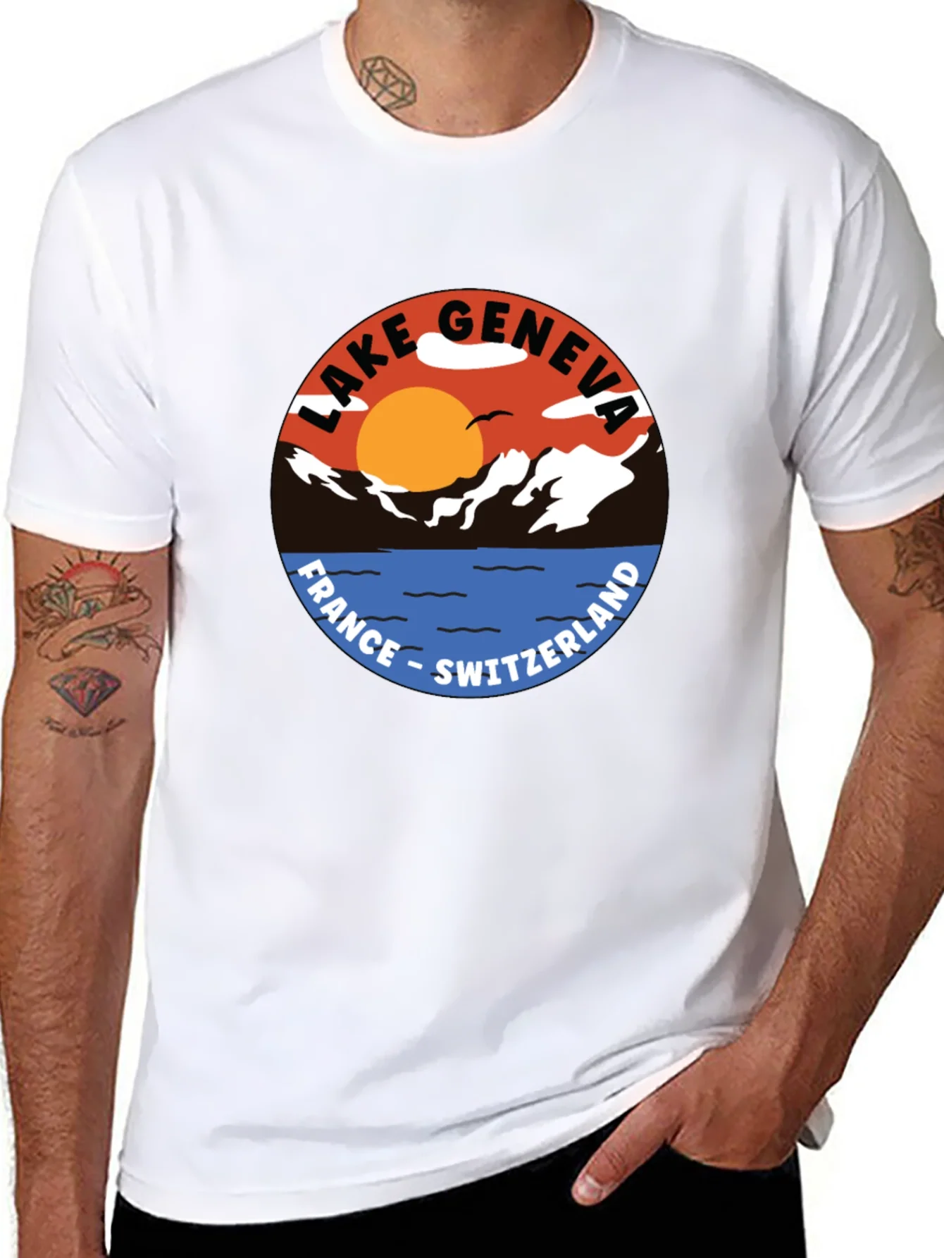 Lake Geneva Graphic Tee - France Switzerland T-Shirt