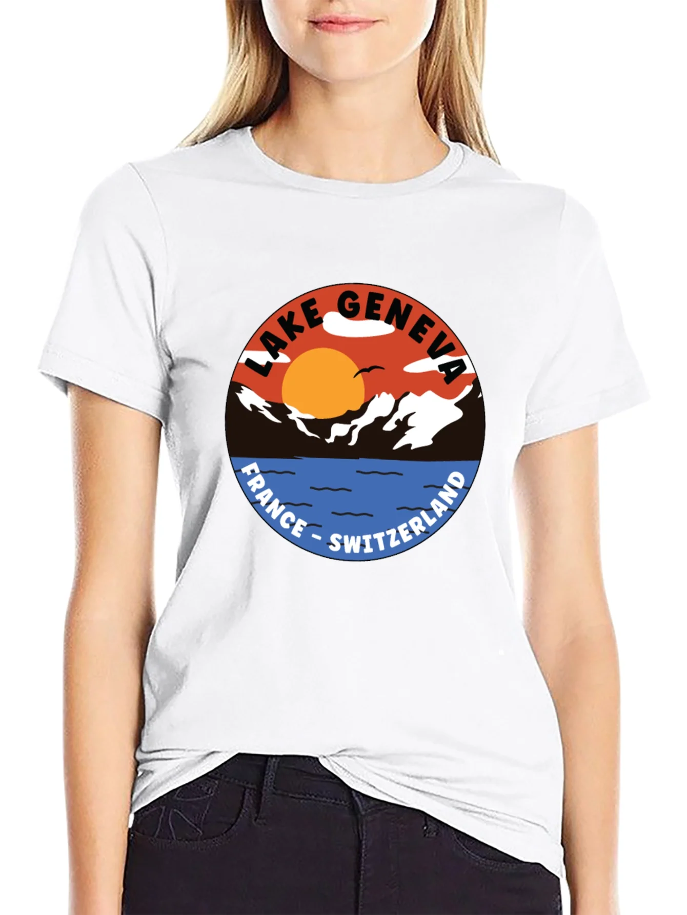 Lake Geneva Graphic Tee - France Switzerland T-Shirt