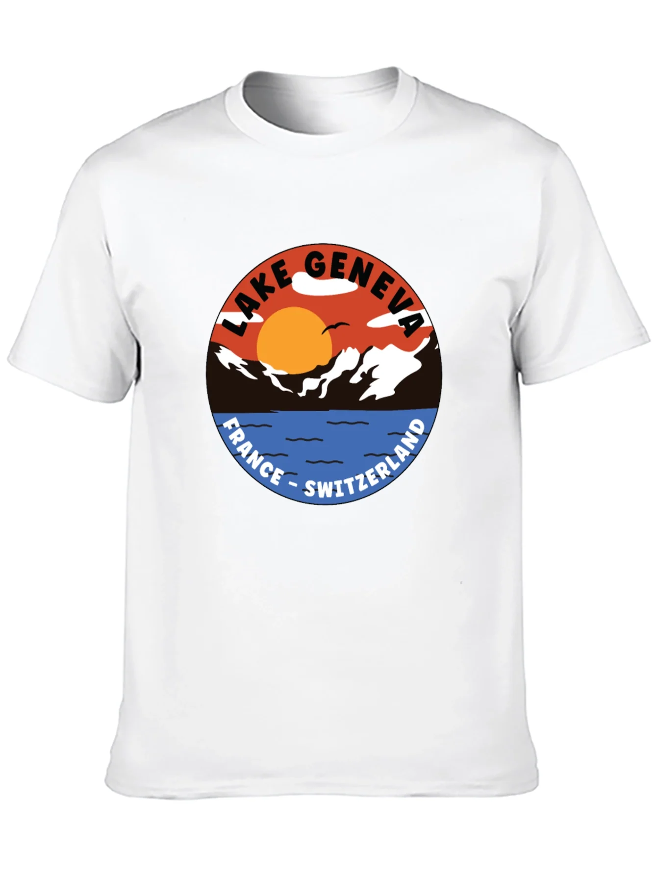 Lake Geneva Graphic Tee - France Switzerland T-Shirt