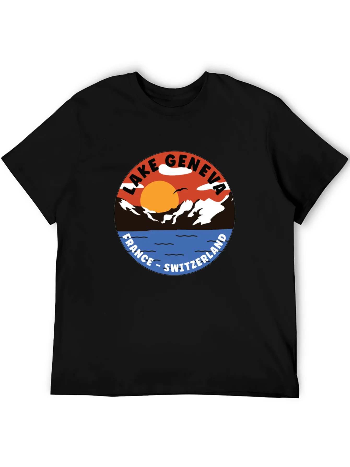 Lake Geneva Graphic Tee - France Switzerland T-Shirt