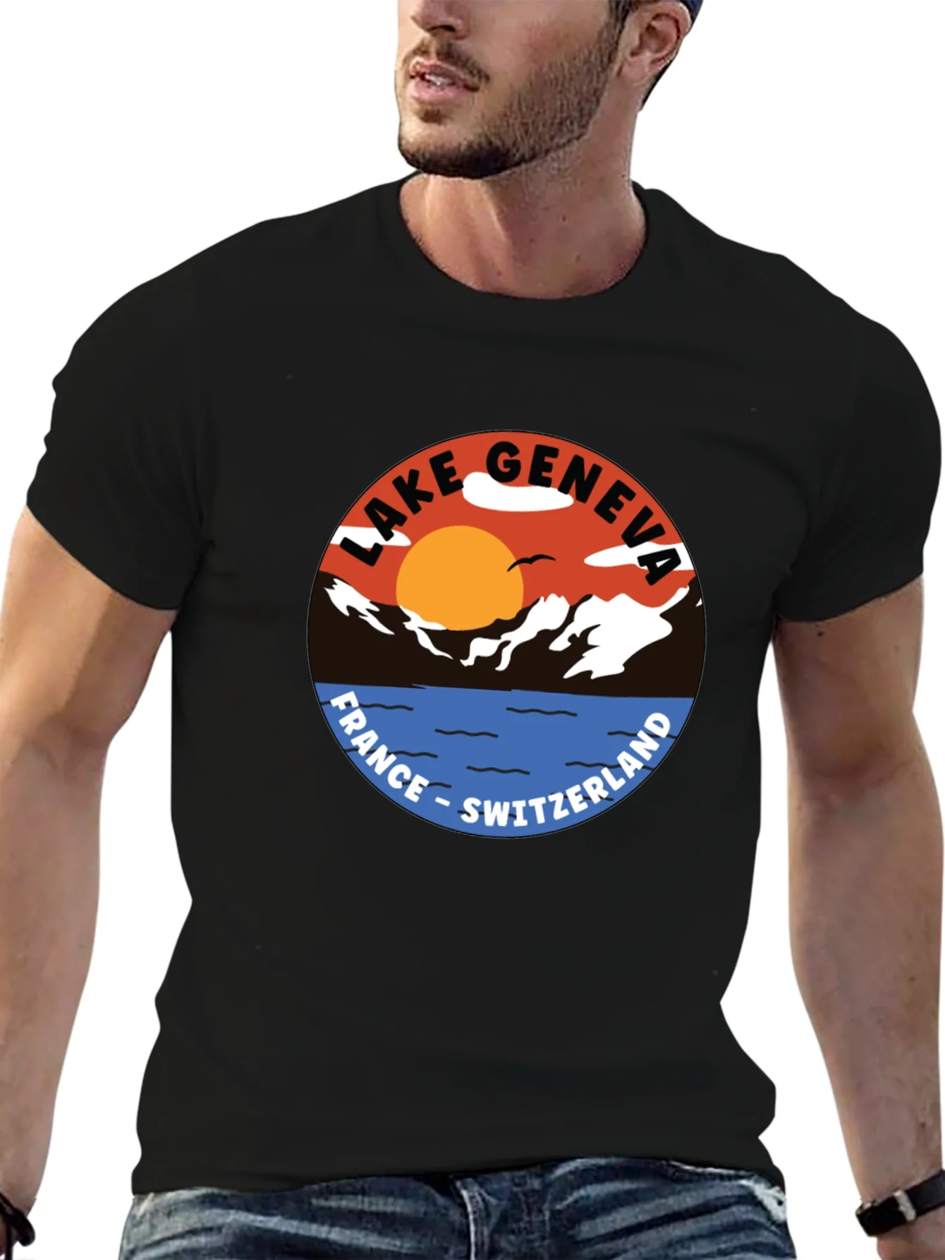 Lake Geneva Graphic Tee - France Switzerland T-Shirt