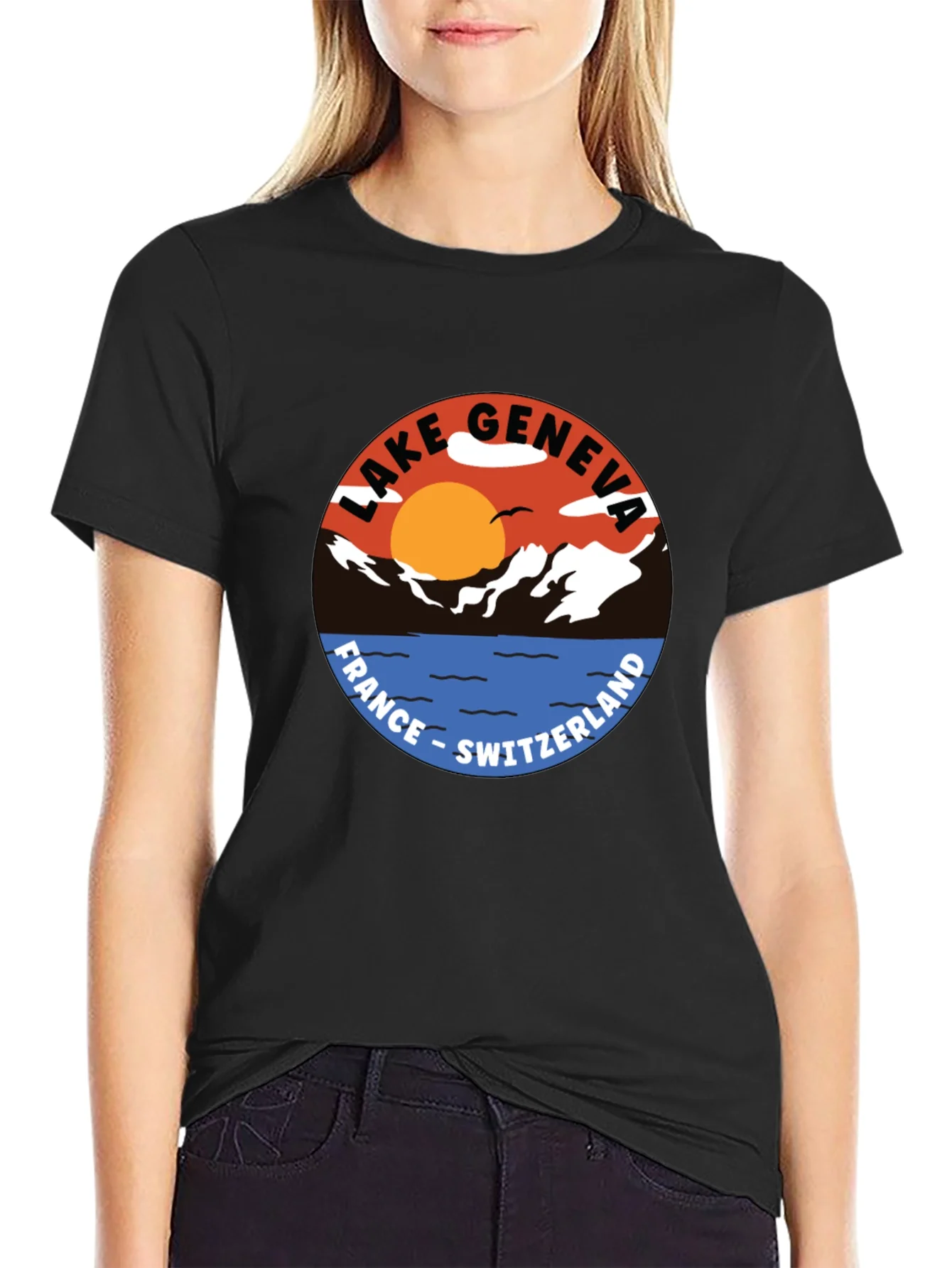 Lake Geneva Graphic Tee - France Switzerland T-Shirt