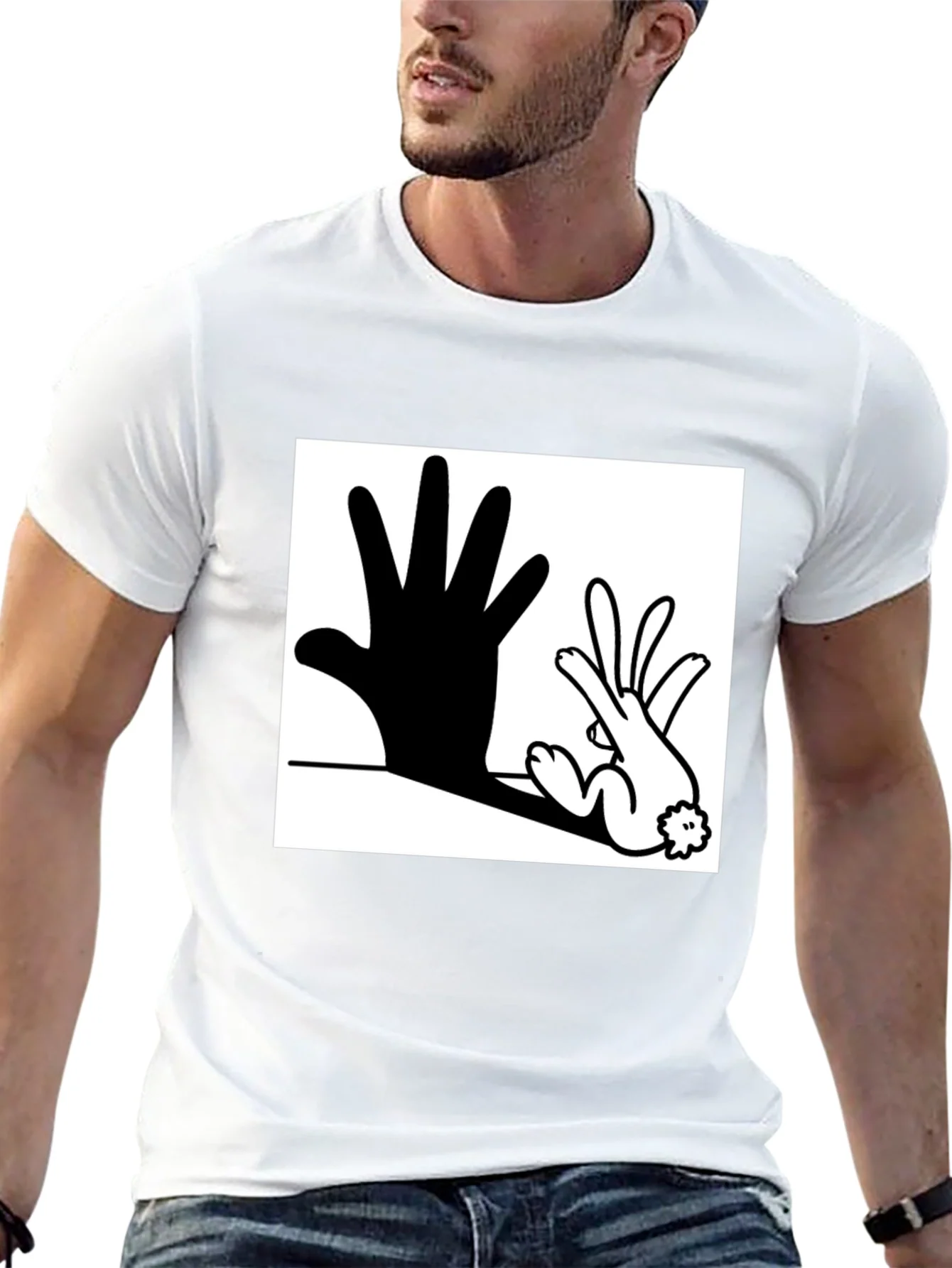 Hand Shadow Rabbit T-Shirt: Unique Graphic Tee