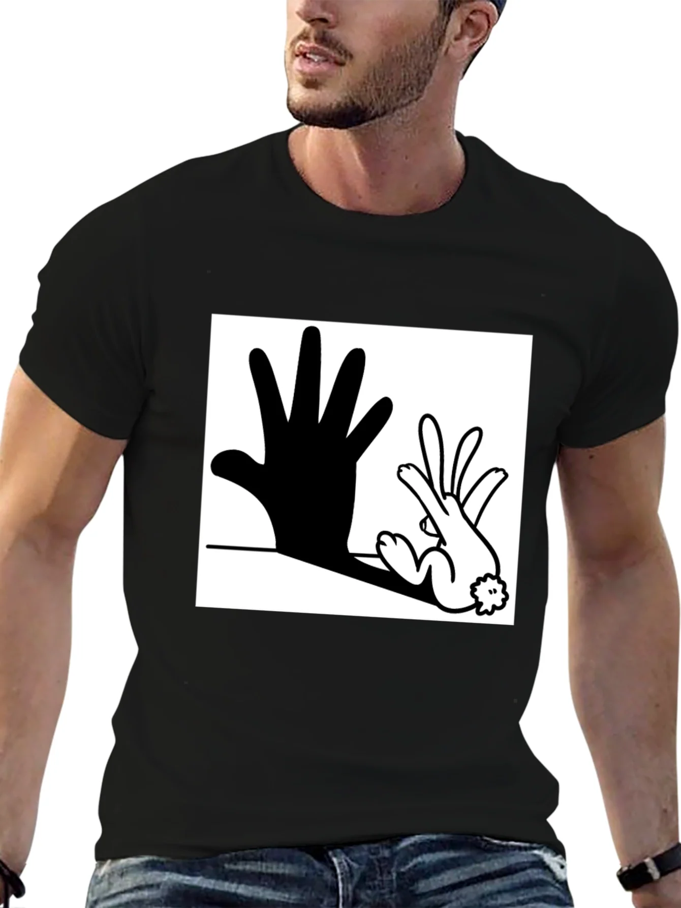 Hand Shadow Rabbit T-Shirt: Unique Graphic Tee