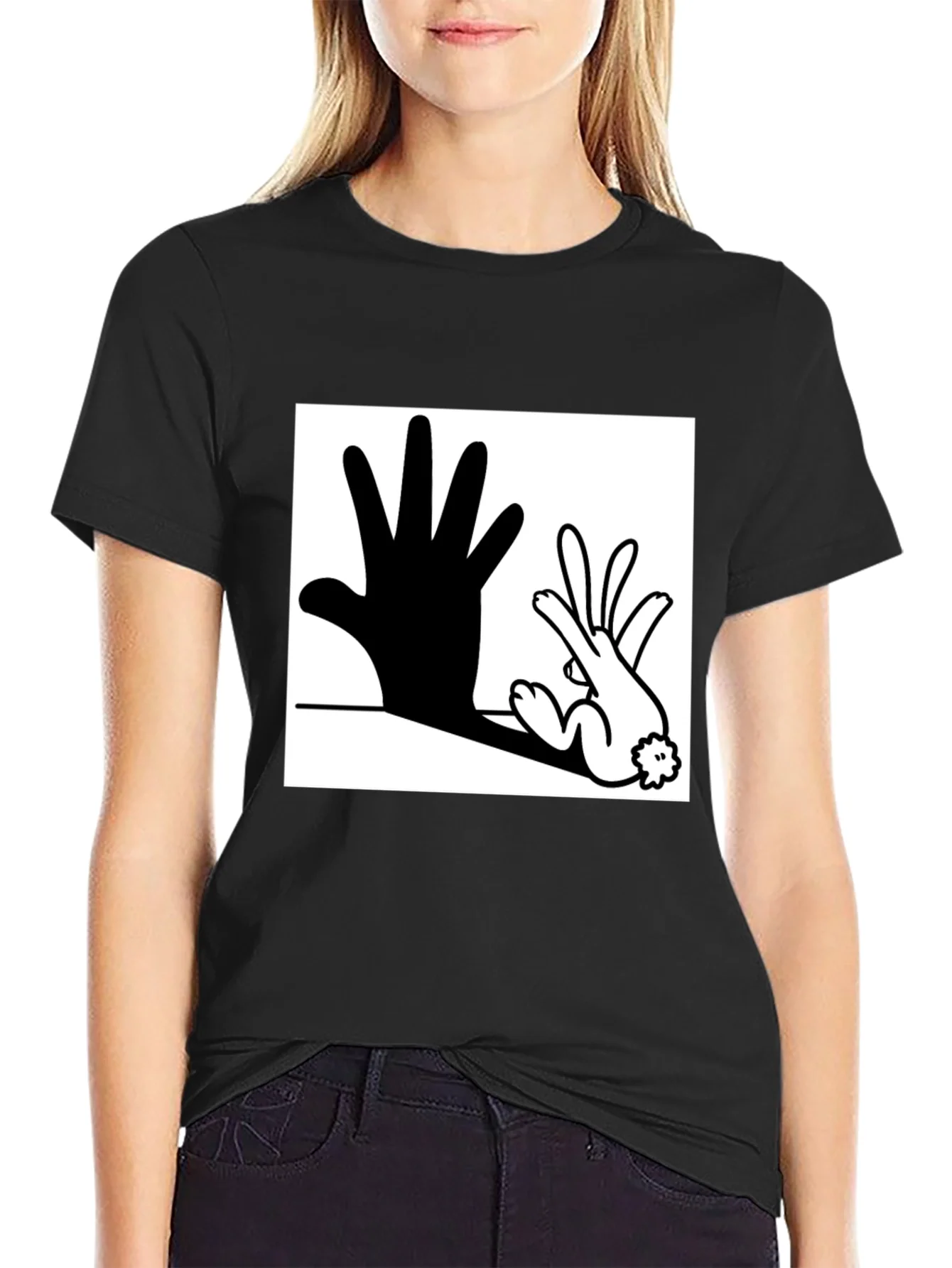 Hand Shadow Rabbit T-Shirt: Unique Graphic Tee