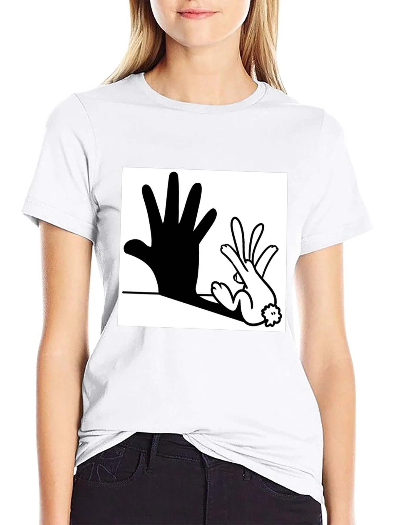 Hand Shadow Rabbit T-Shirt: Unique Graphic Tee