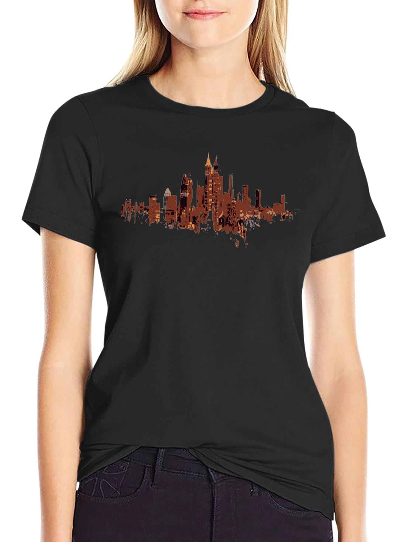 Urban Silhouette Tee - Black Cityscape T-Shirt