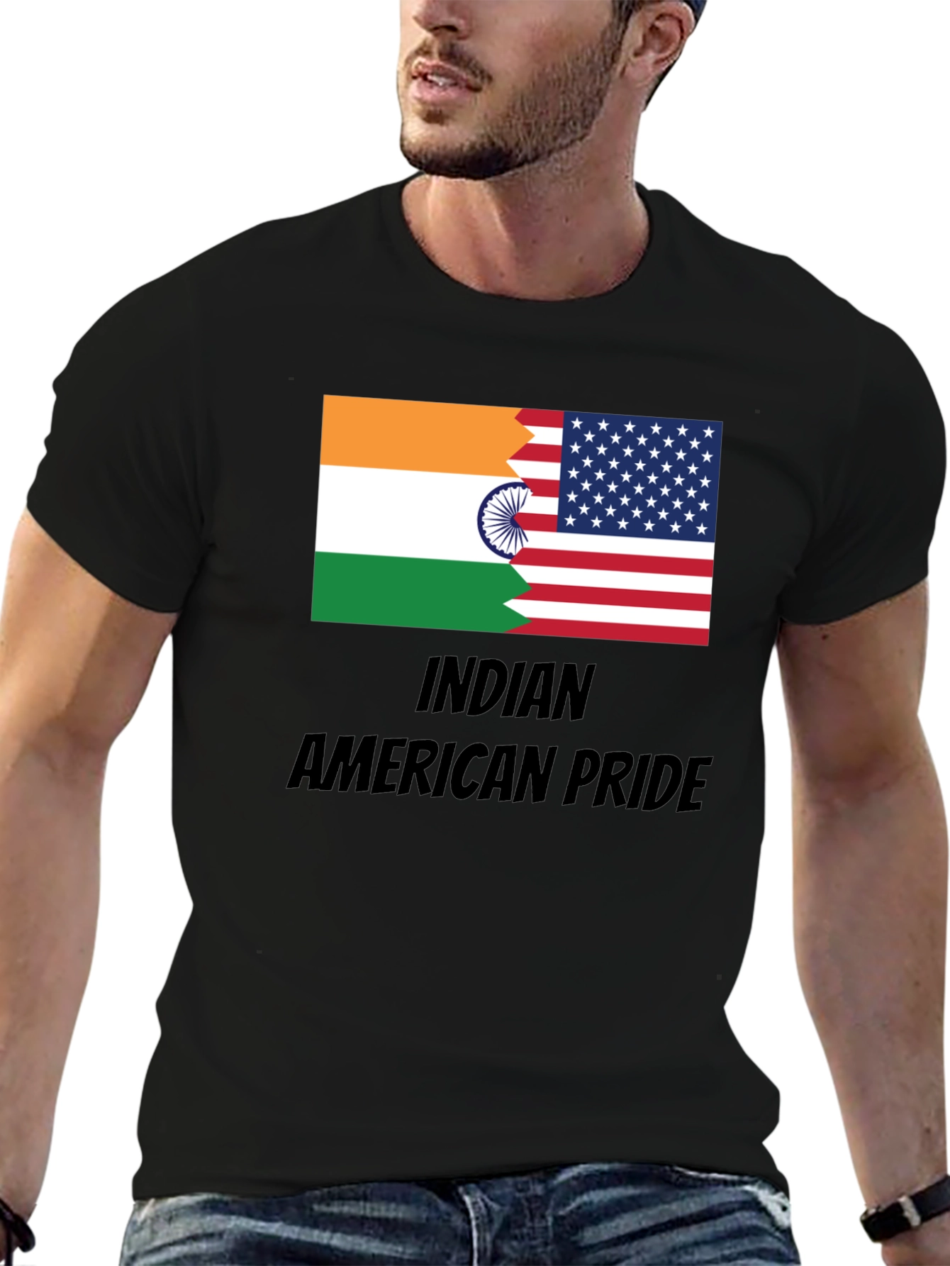 Indian American Pride T-Shirt - Dual Flag Design