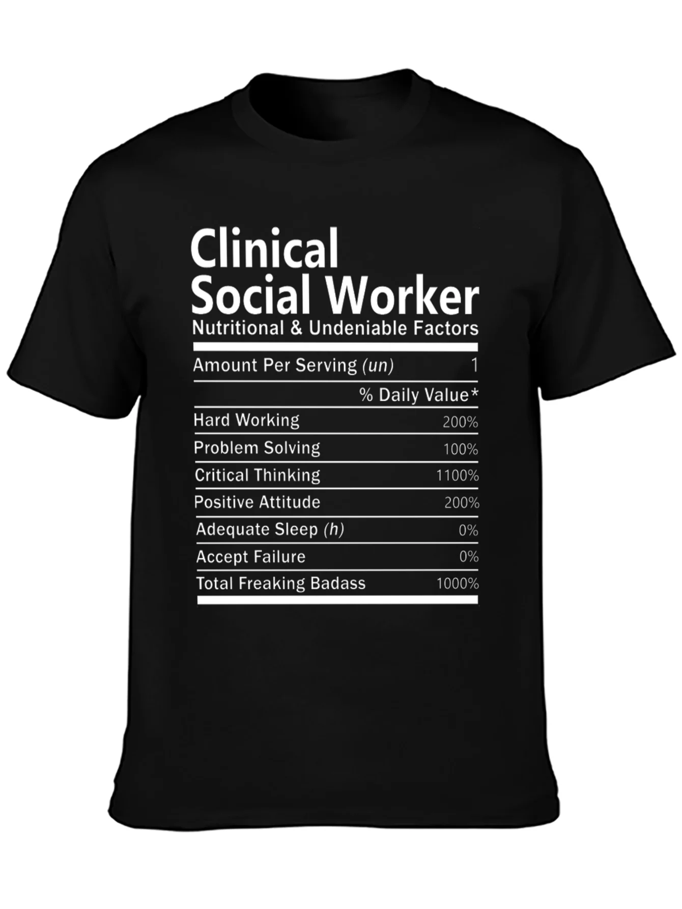 Clinical Social Worker Nutrition Facts Novelty T-Shirt