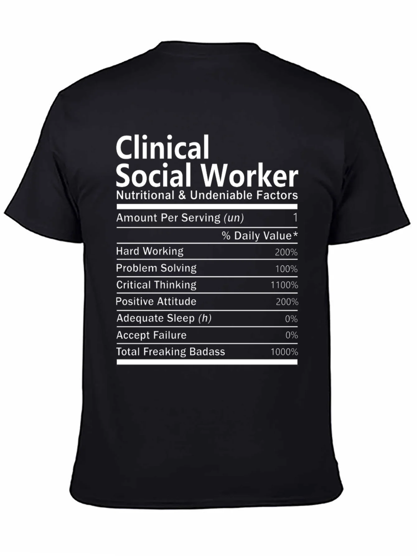 Clinical Social Worker Nutrition Facts Novelty T-Shirt