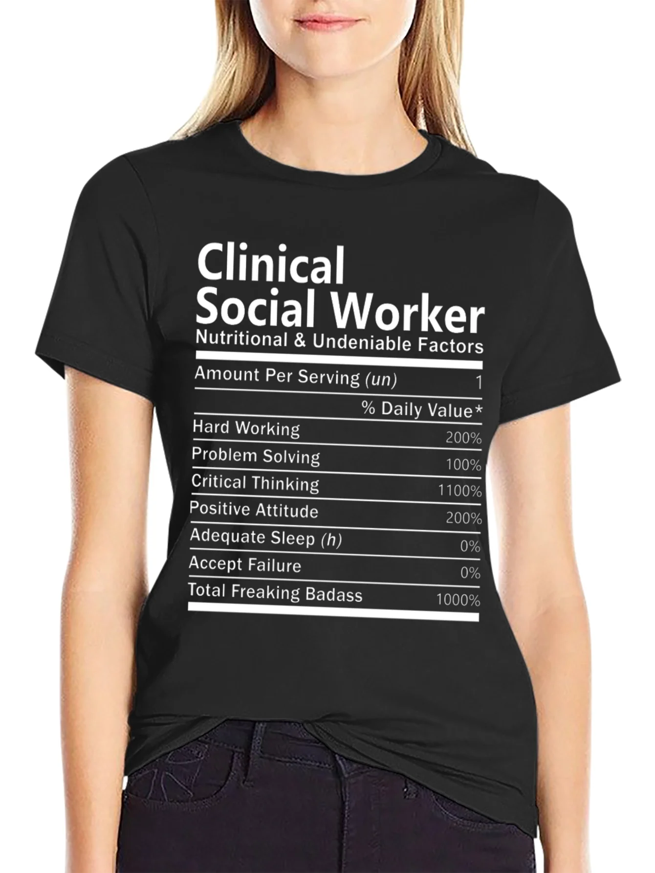 Clinical Social Worker Nutrition Facts Novelty T-Shirt