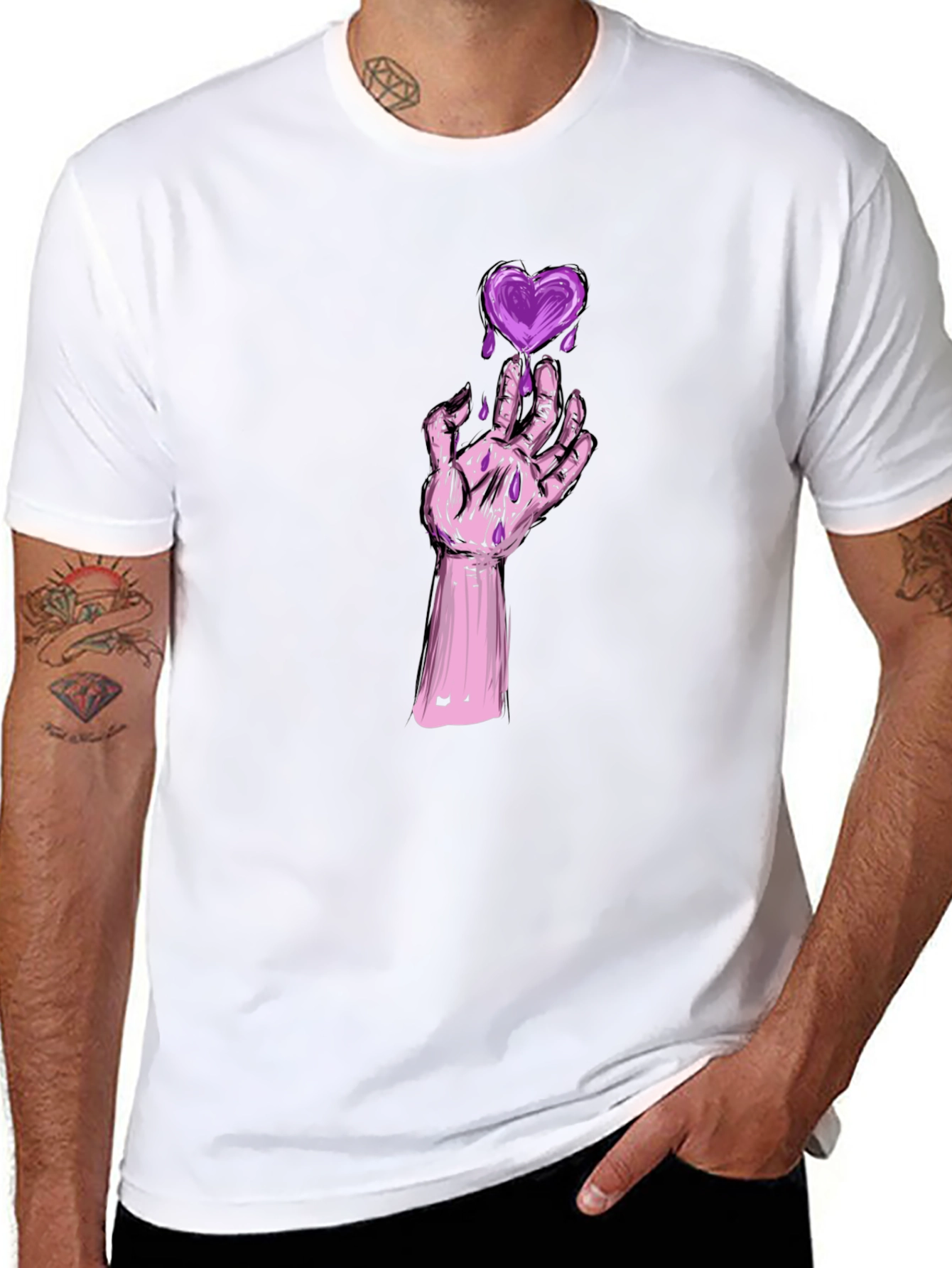Heart Graphic Tee - Gothic Style Black