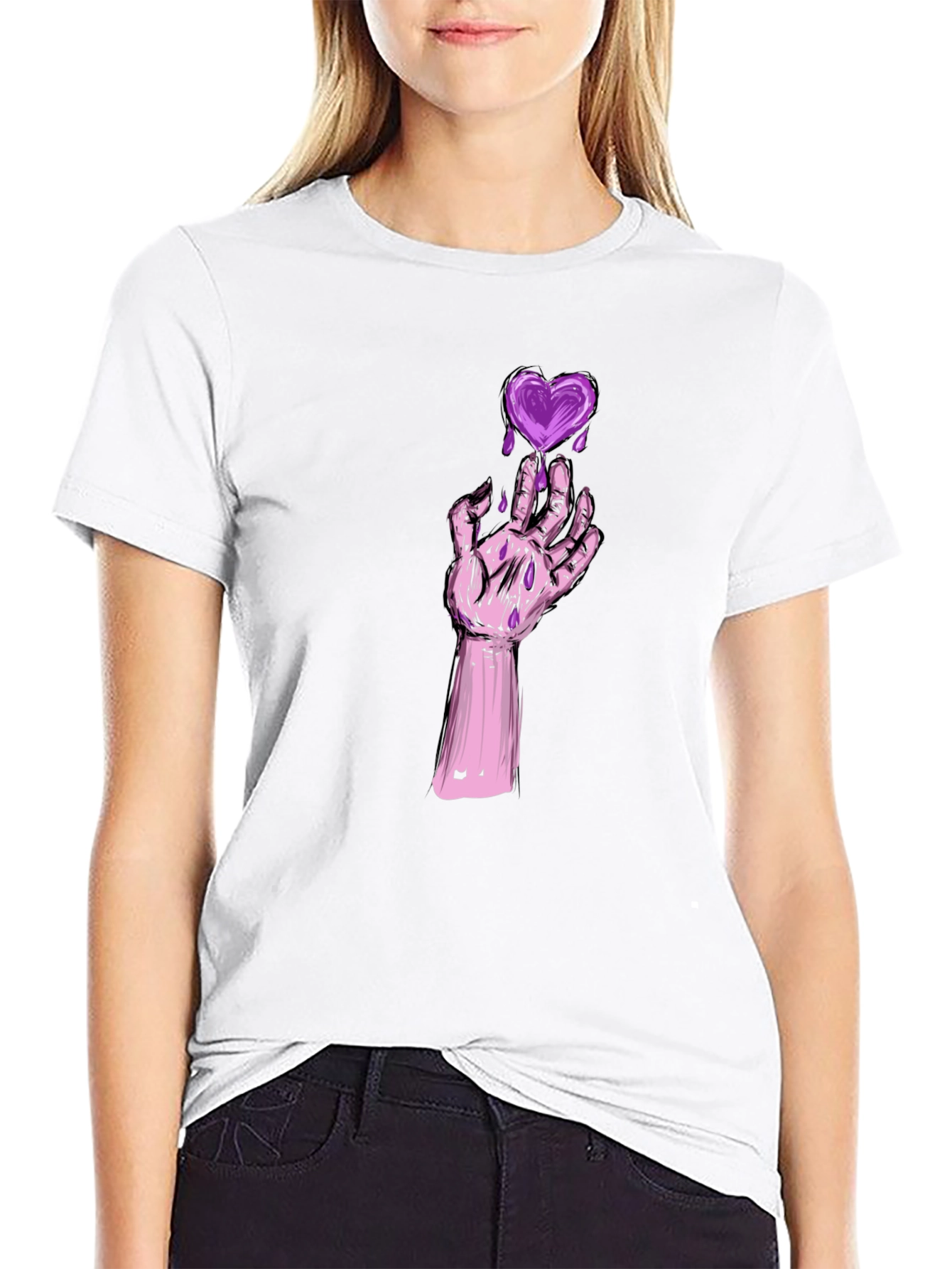 Heart Graphic Tee - Gothic Style Black