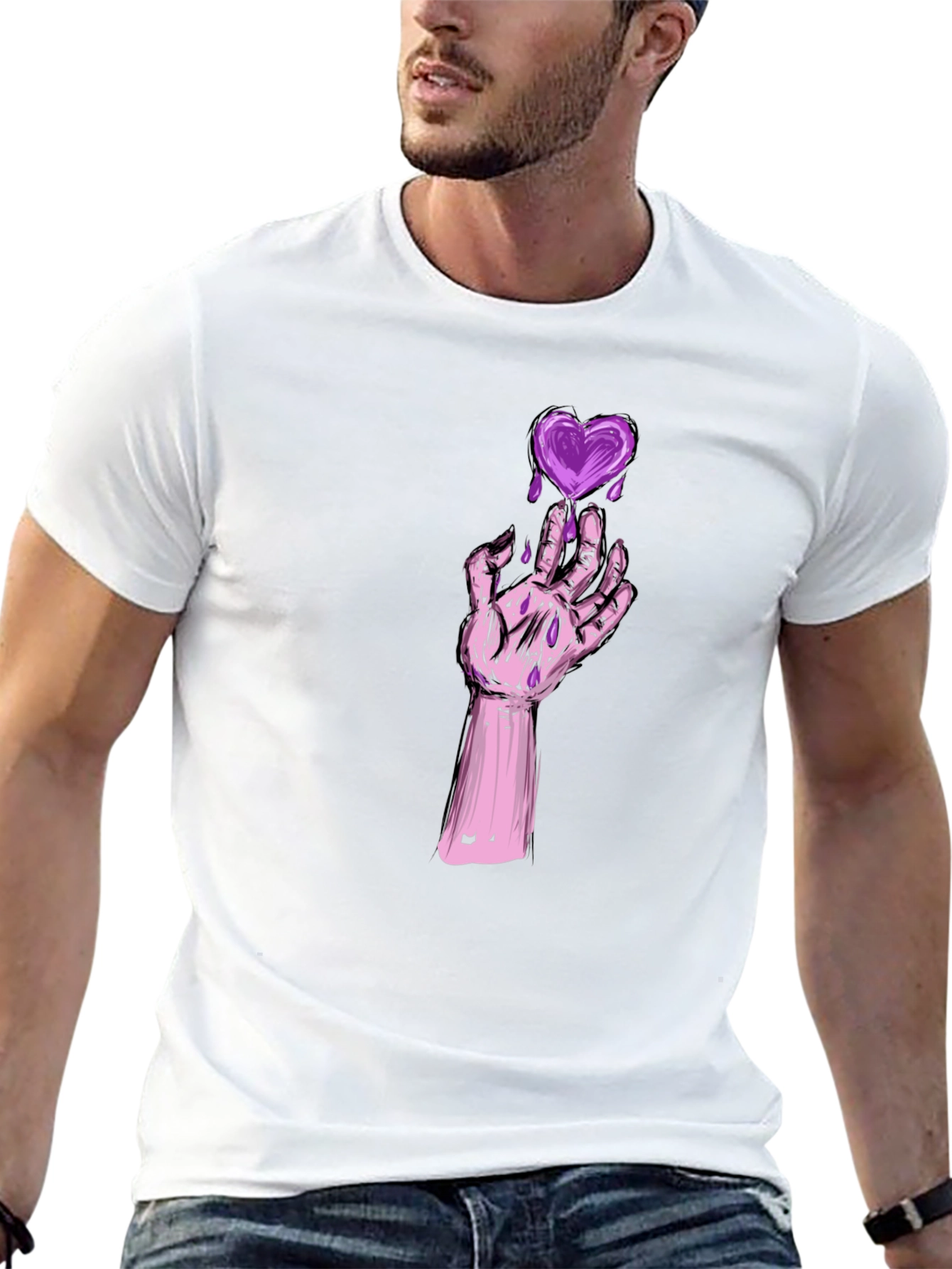 Heart Graphic Tee - Gothic Style Black