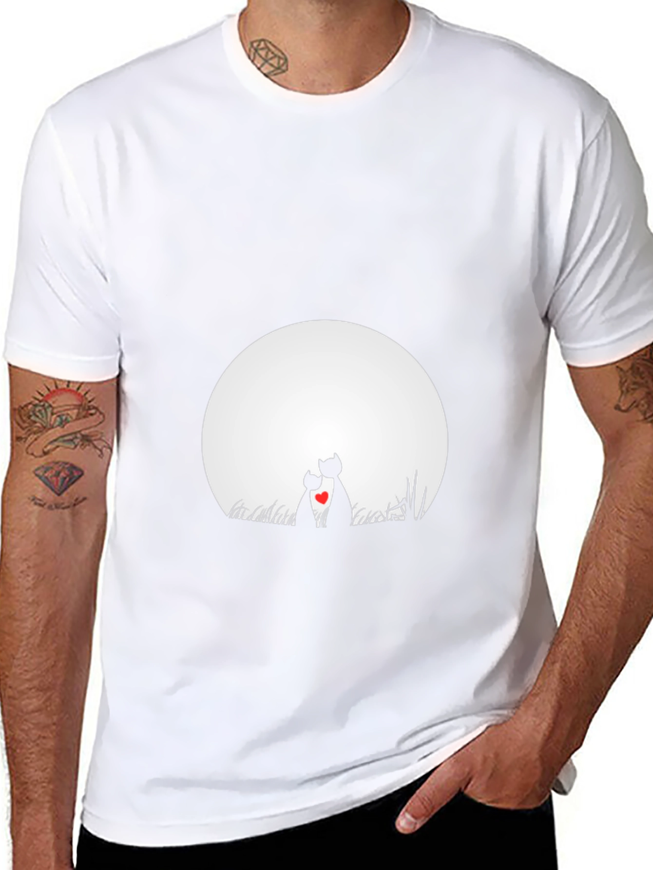 Love Cats T-Shirt - Romantic Moon Graphic Tee