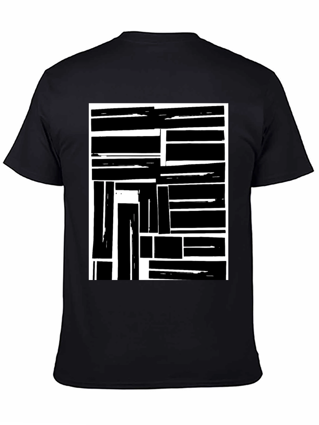 Abstract Block Pattern Black T-Shirt