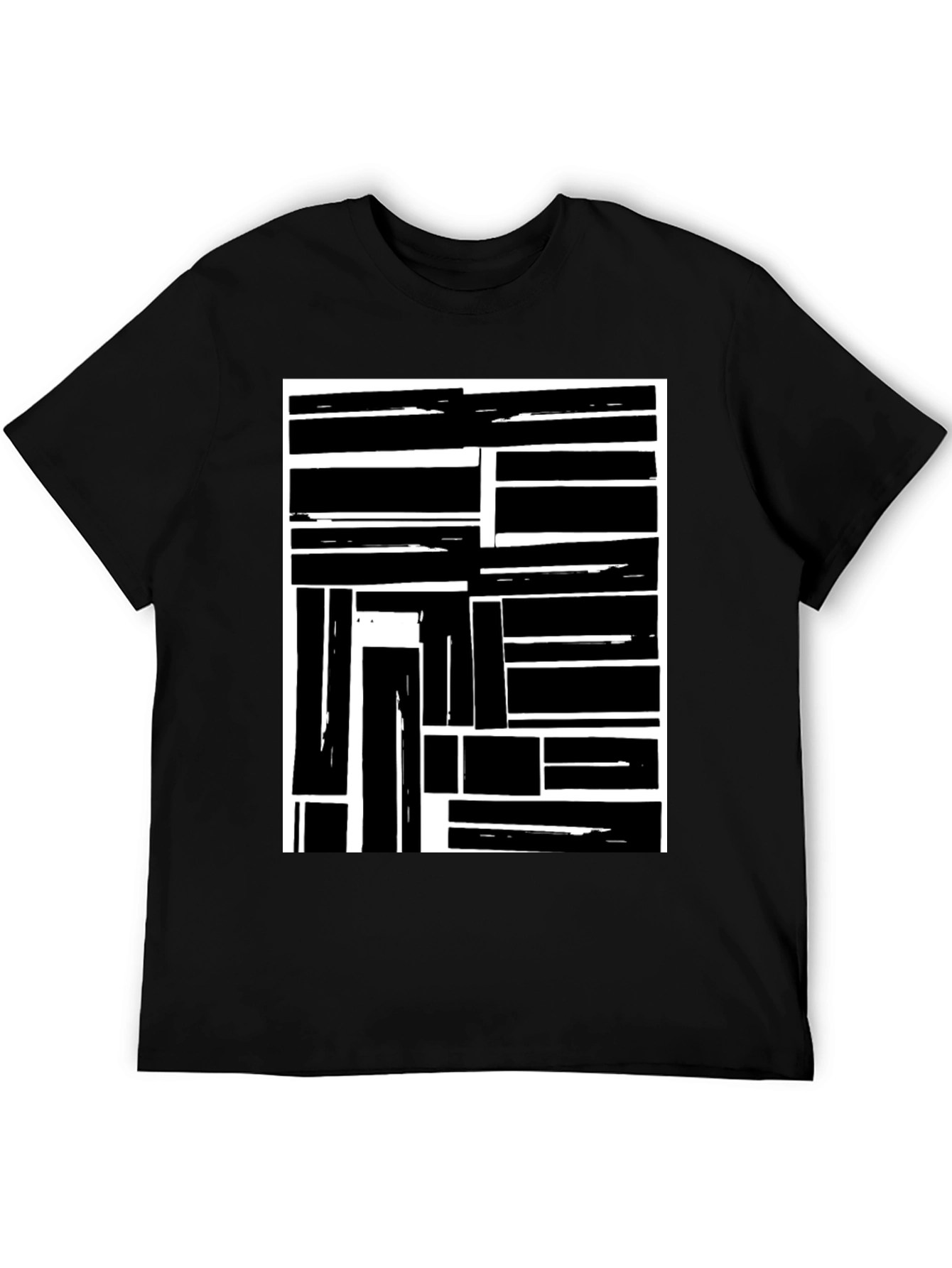 Abstract Block Pattern Black T-Shirt
