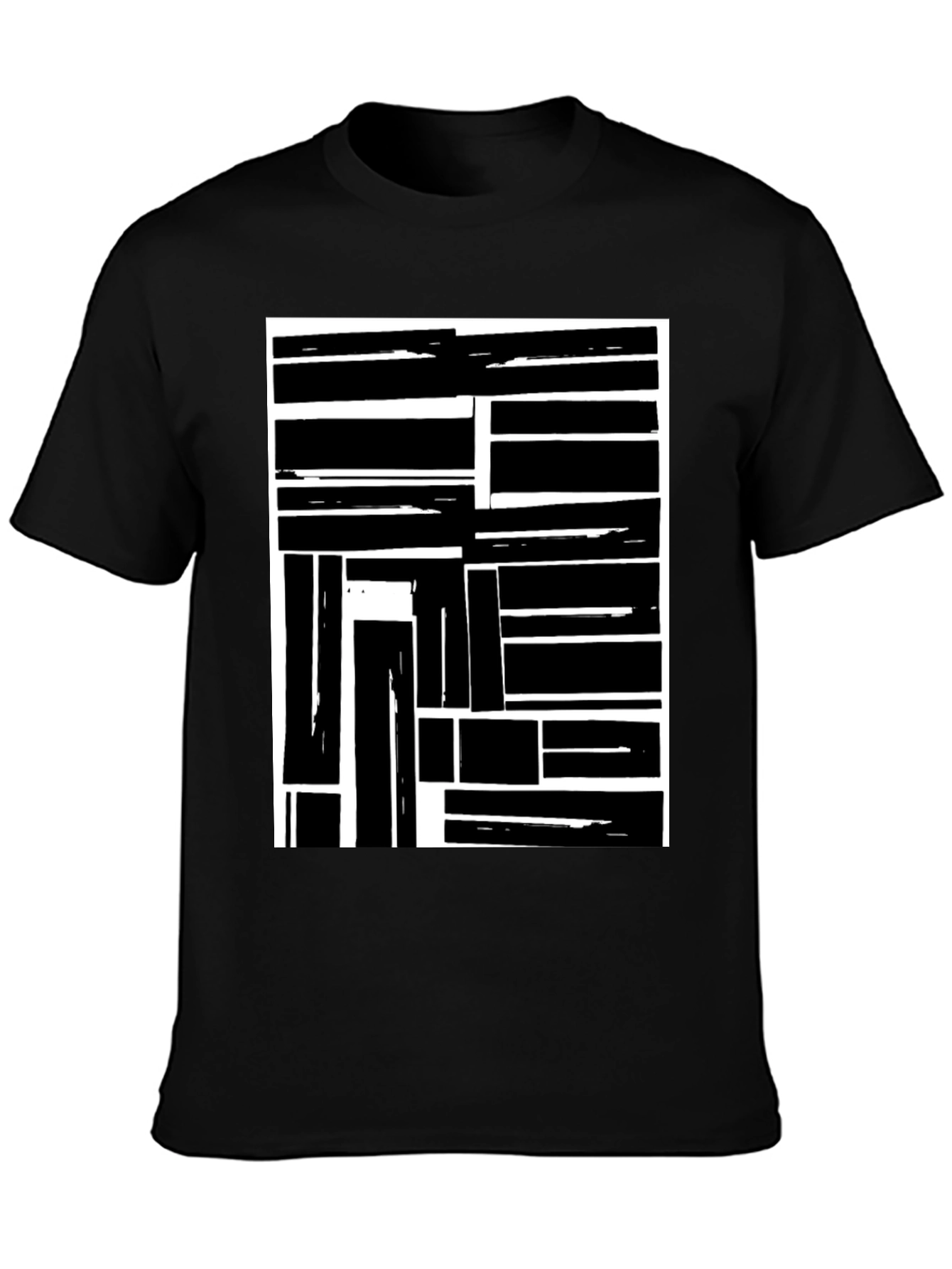 Abstract Block Pattern Black T-Shirt