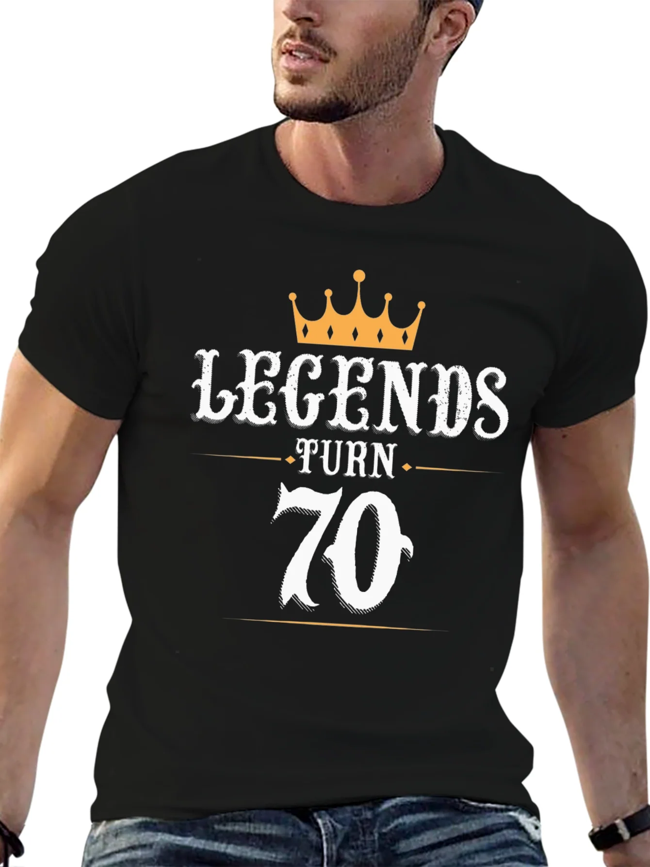 Legends Turn 70 Black Graphic T-Shirt