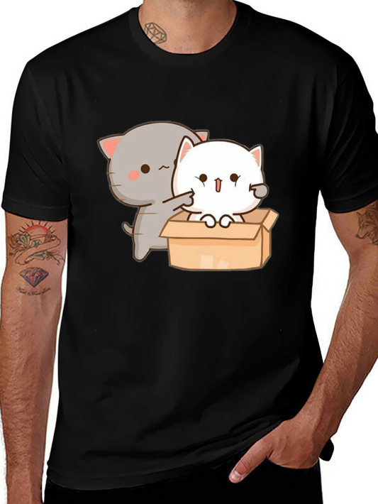 Cute Cat in Box Graphic T-Shirt