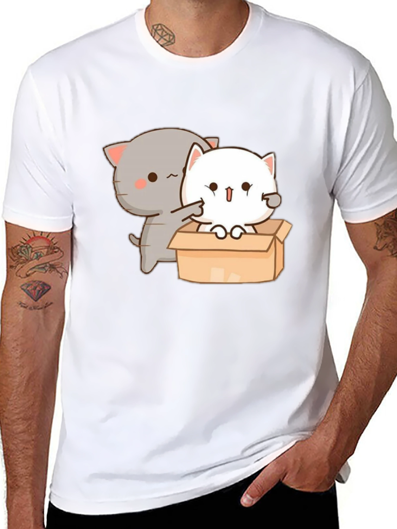 Cute Cat in Box Graphic T-Shirt