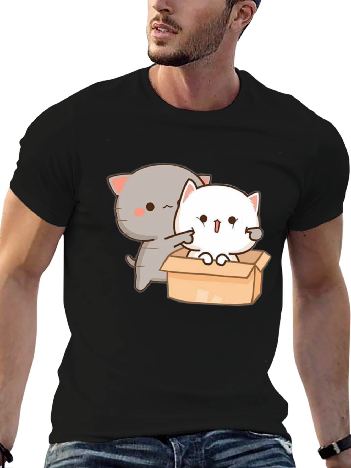 Cute Cat in Box Graphic T-Shirt