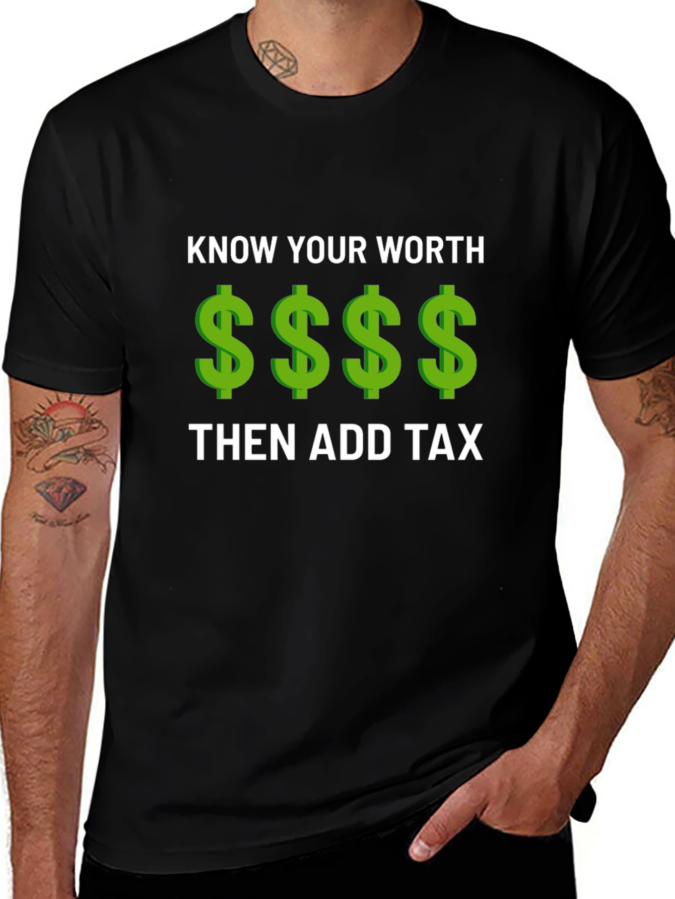 Know Your Worth Add Tax Graphic Tee