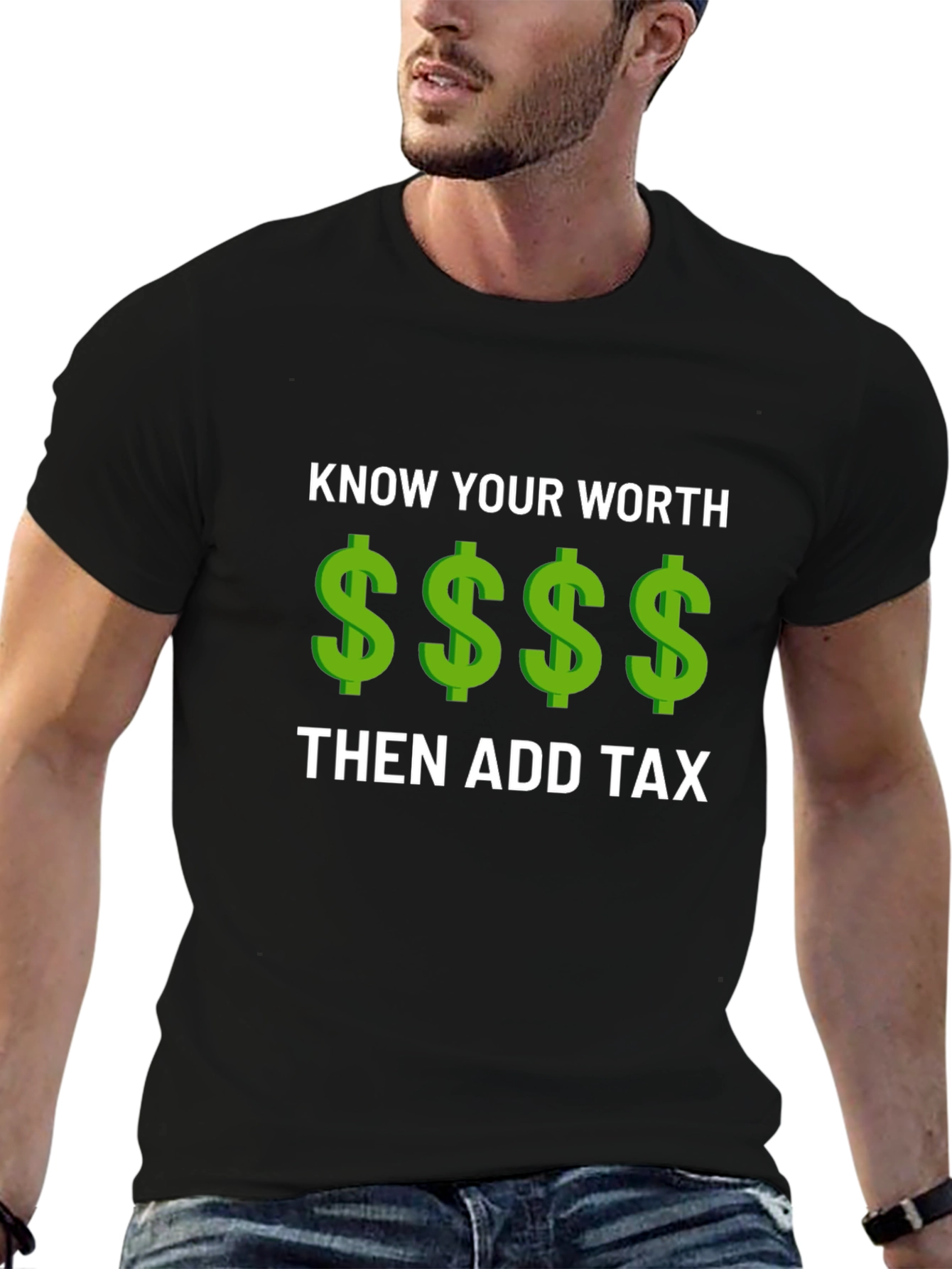 Know Your Worth Add Tax Graphic Tee