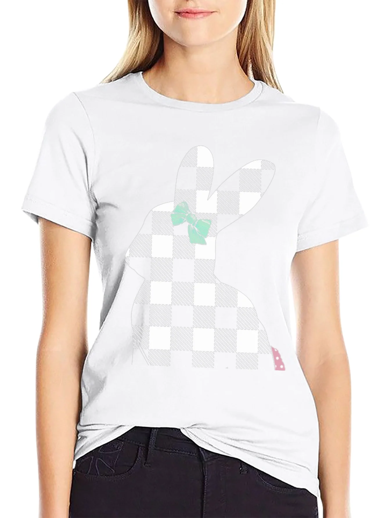 Easter Bunny Plaid Bow T-Shirt