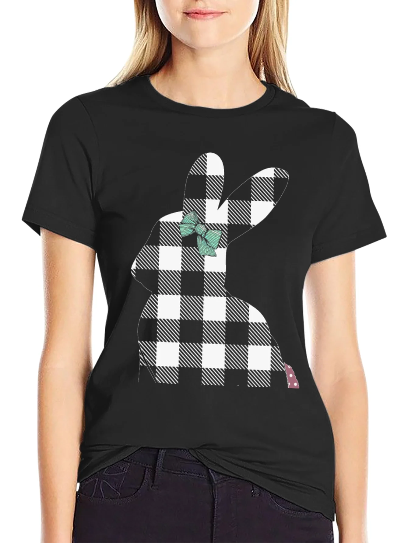 Easter Bunny Plaid Bow T-Shirt
