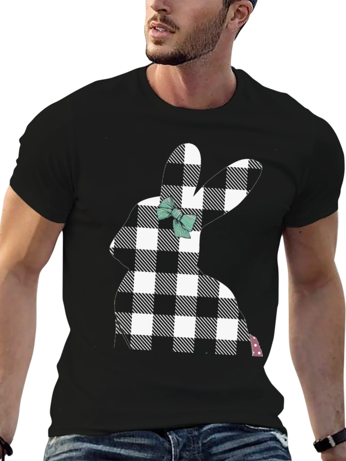 Easter Bunny Plaid Bow T-Shirt