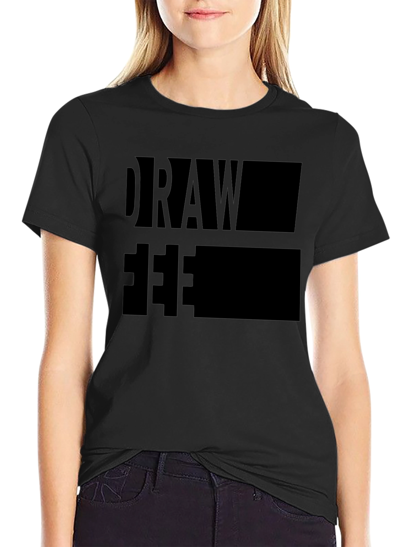 Draw Free Mens Black T-Shirt