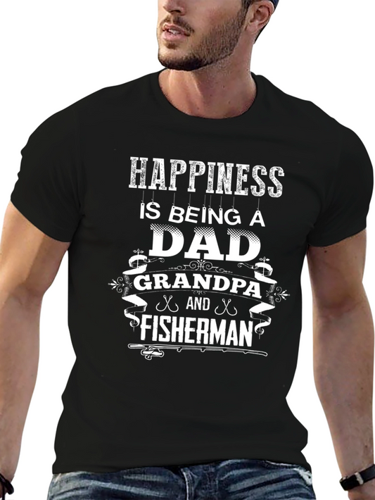 Happiness Dad Grandpa Fisherman T-Shirt