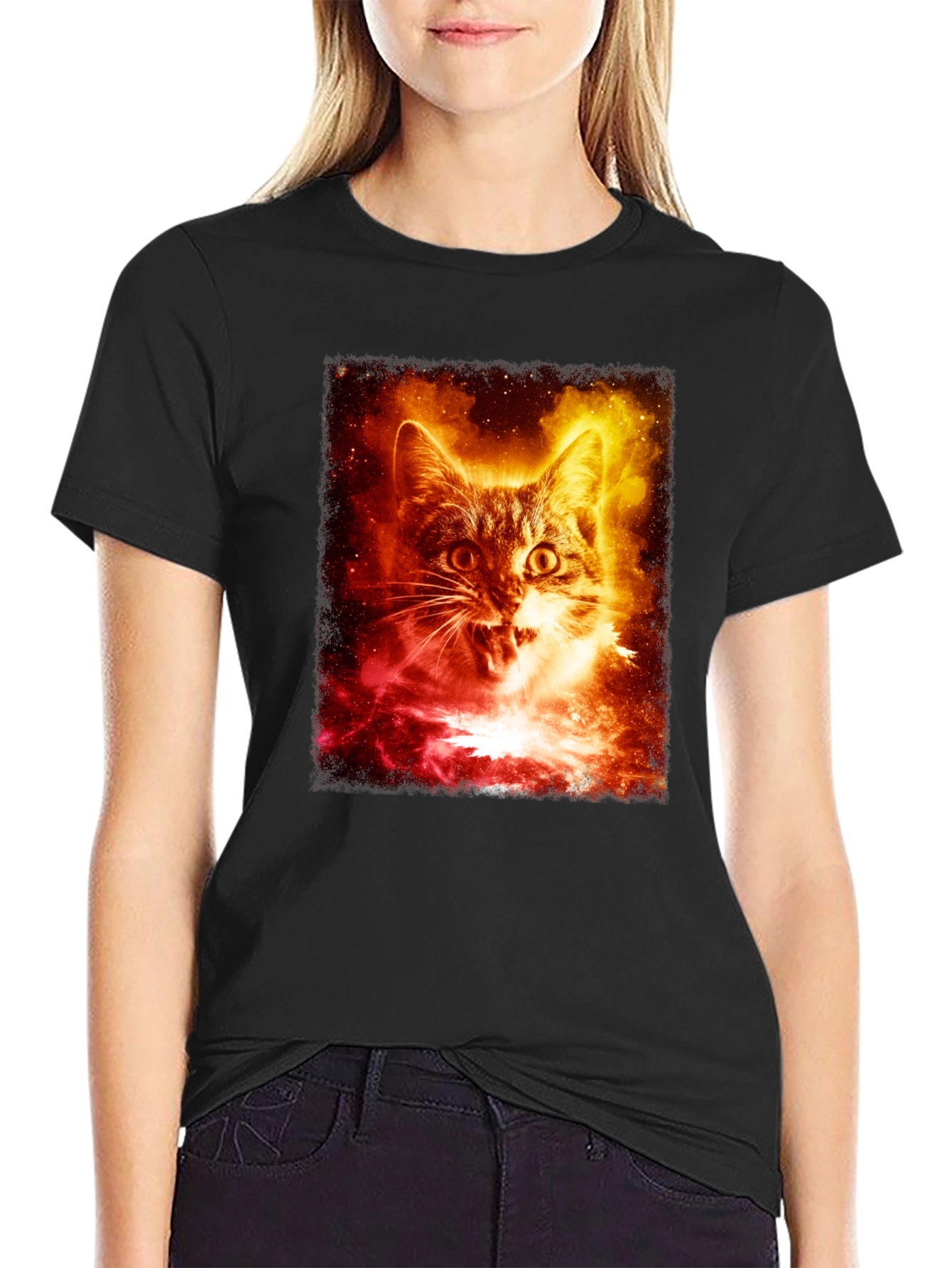 Galaxy Cat Graphic Tee - Unisex Black T-Shirt
