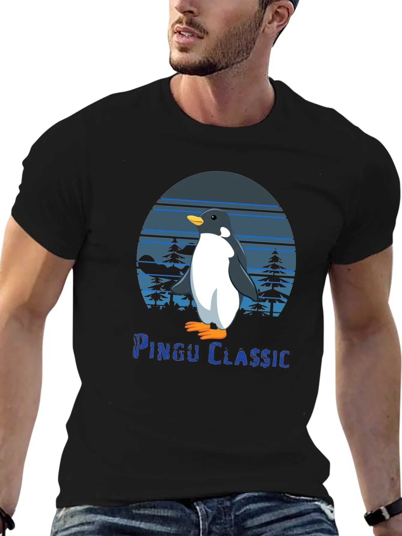 Pingu Classic Black Graphic Tee