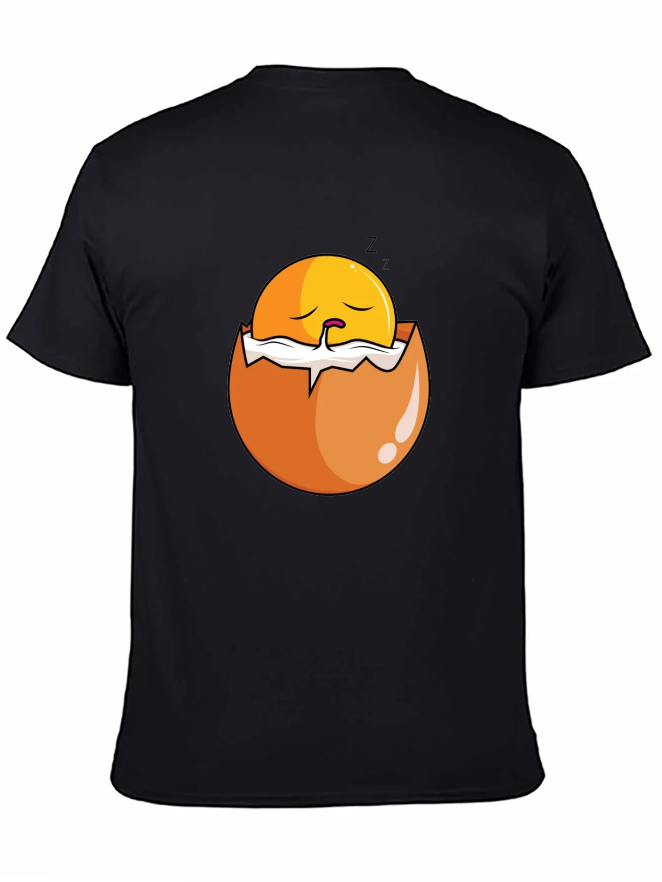 Sleeping Egg Graphic T-Shirt - Black Casual Tee