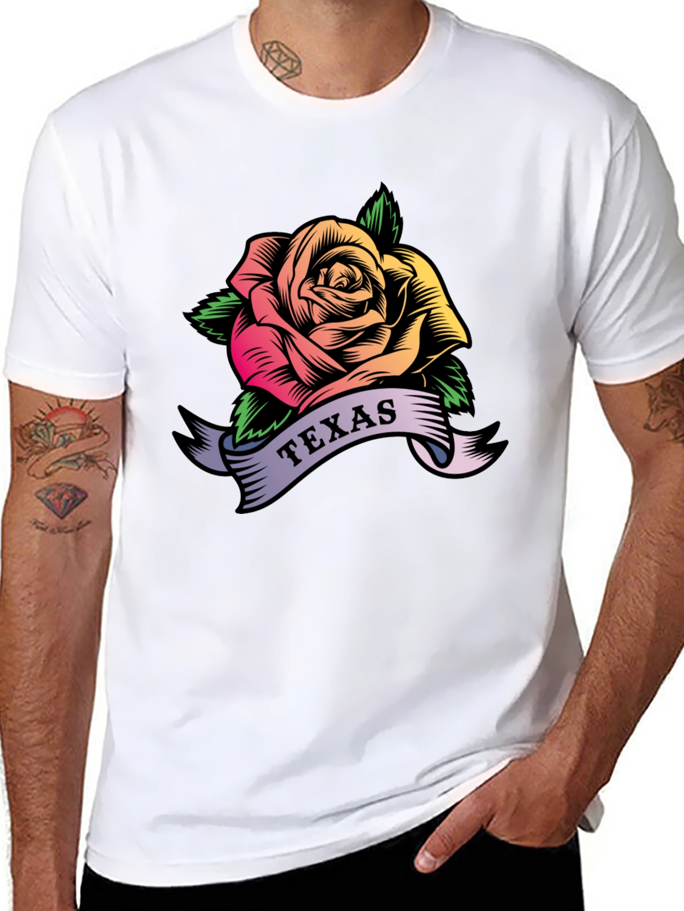 Texas Rose Graphic T-Shirt - Mens Black Tee