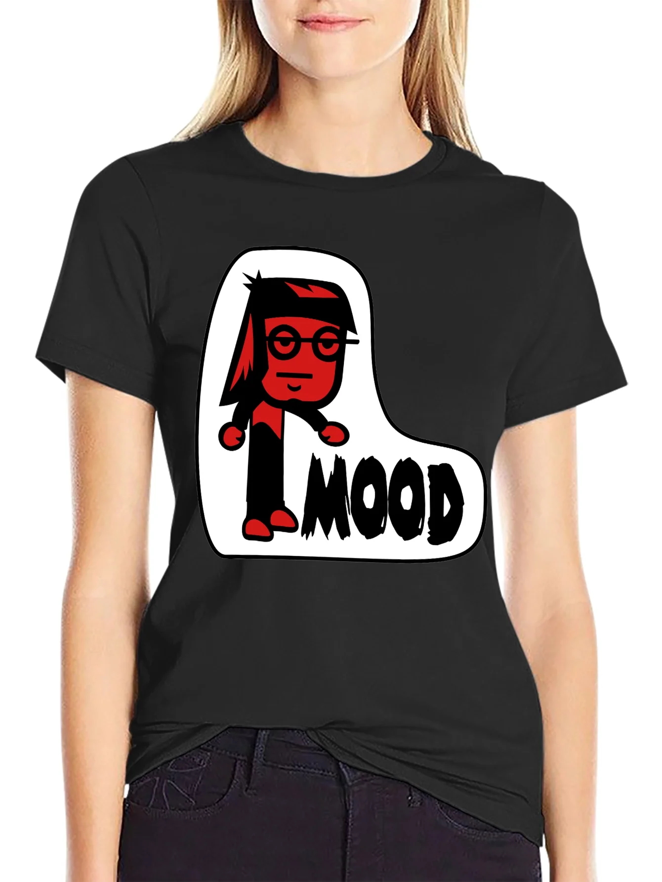 Mood Cartoon Graphic Black T-Shirt