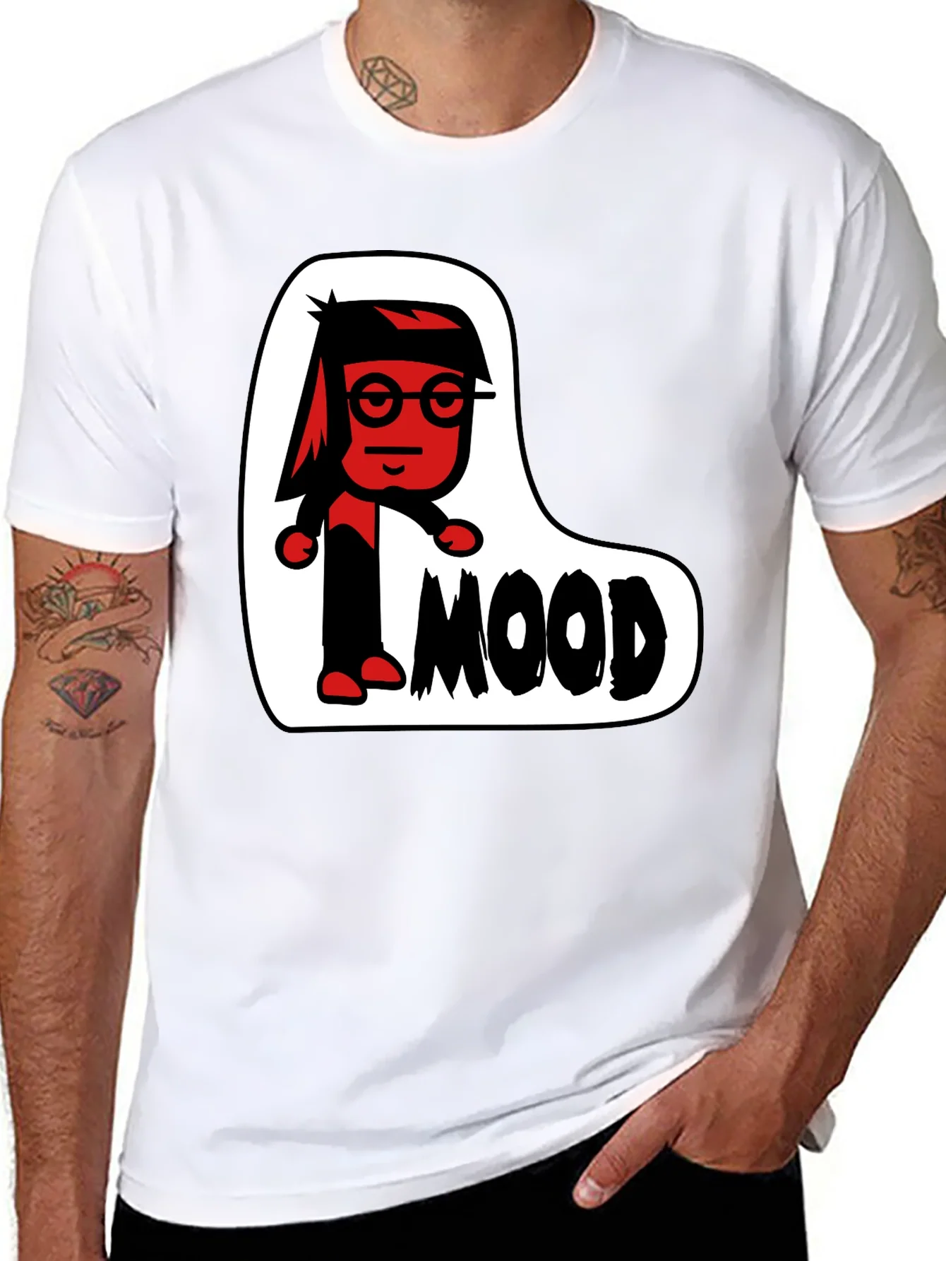 Mood Cartoon Graphic Black T-Shirt