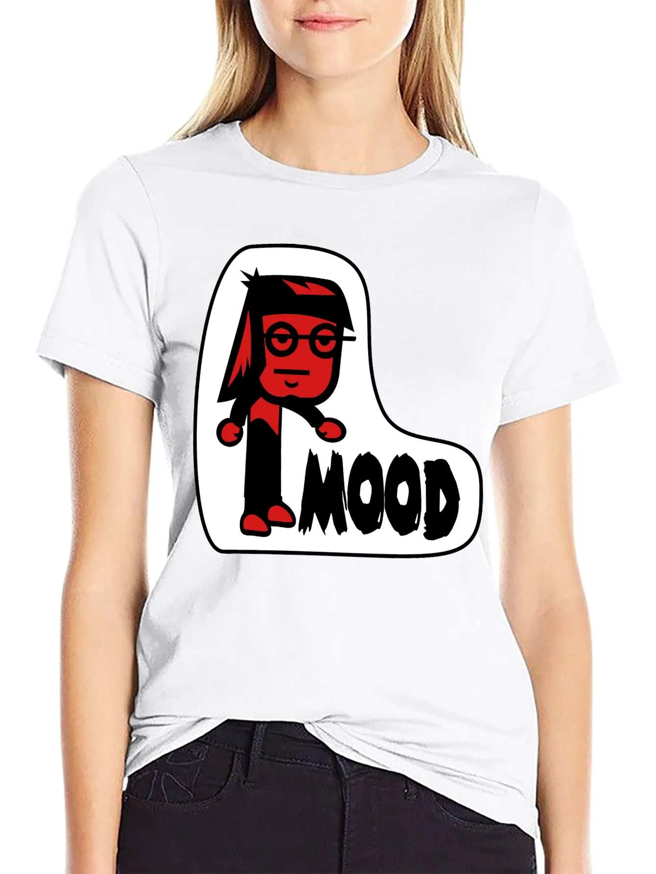 Mood Cartoon Graphic Black T-Shirt
