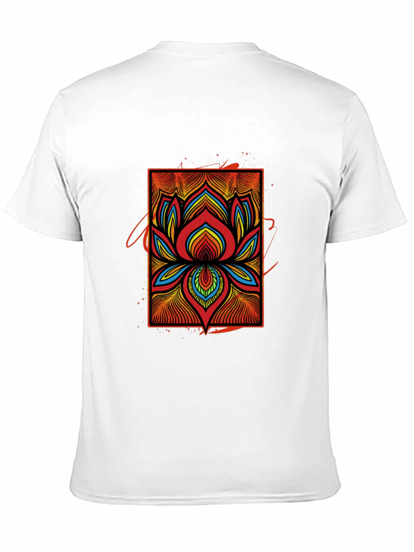 Vibrant Lotus Flower Graphic Tee - Black