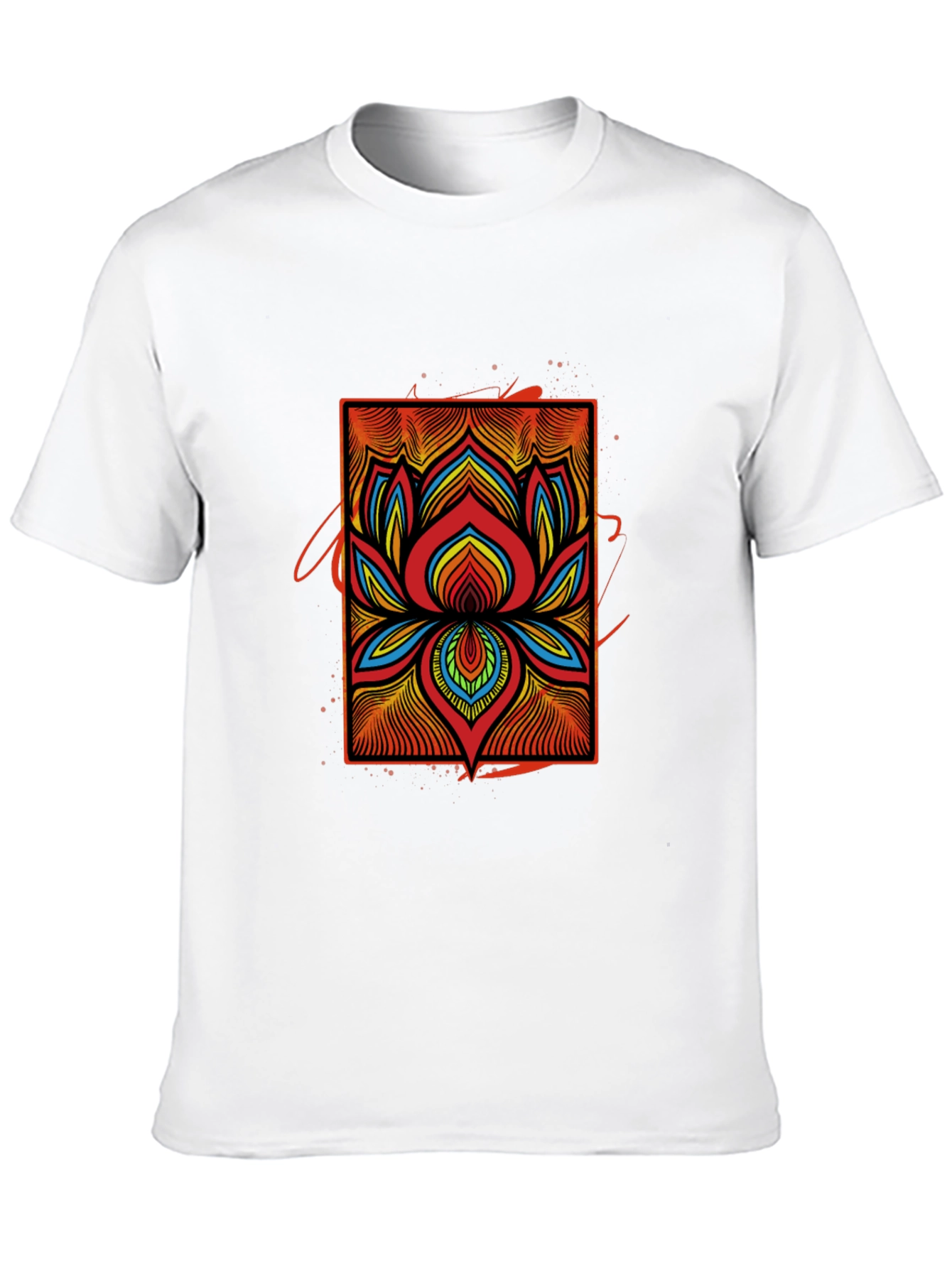 Vibrant Lotus Flower Graphic Tee - Black