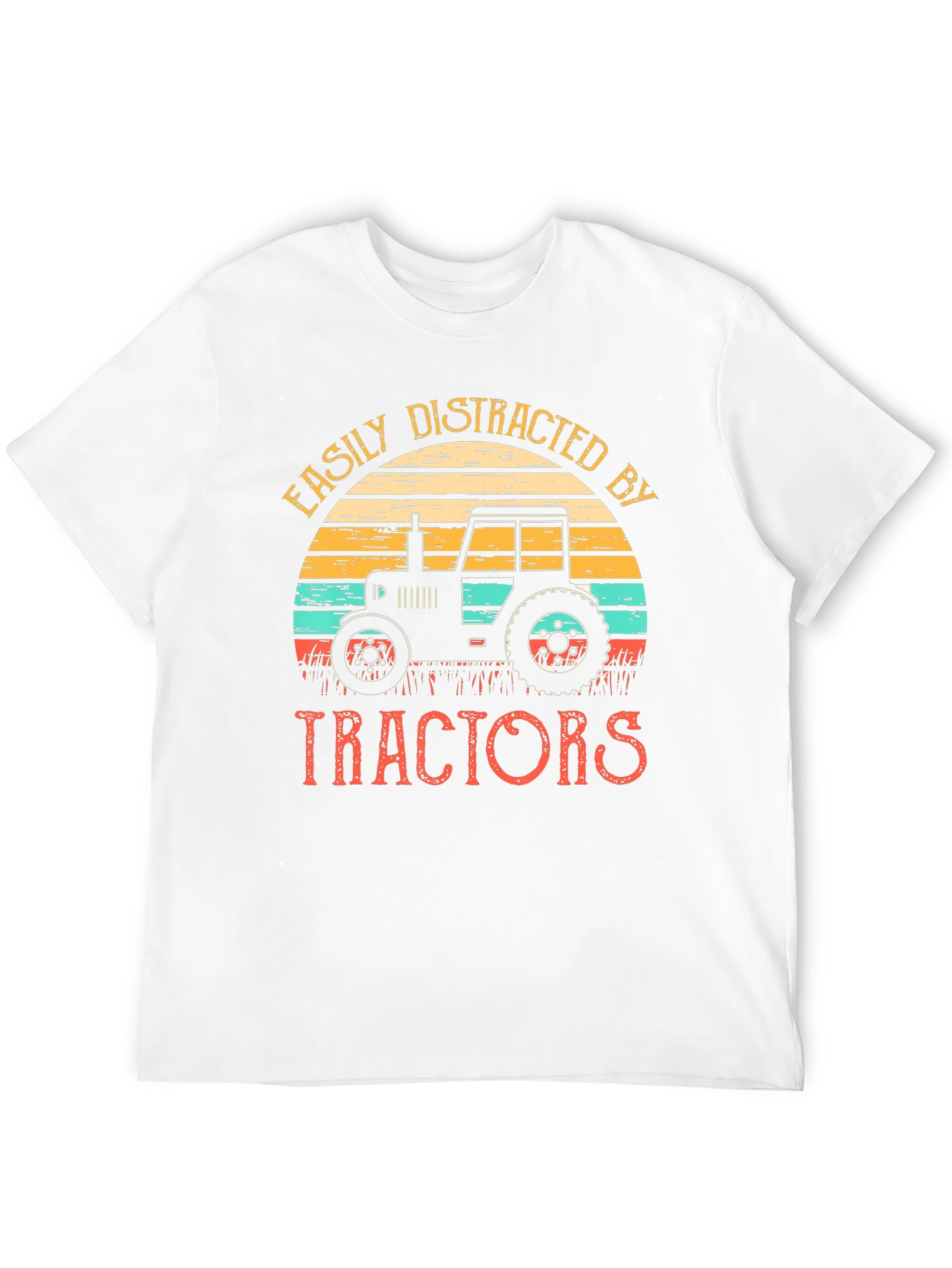 Easily Distracted By Tractors Black T-Shirt
