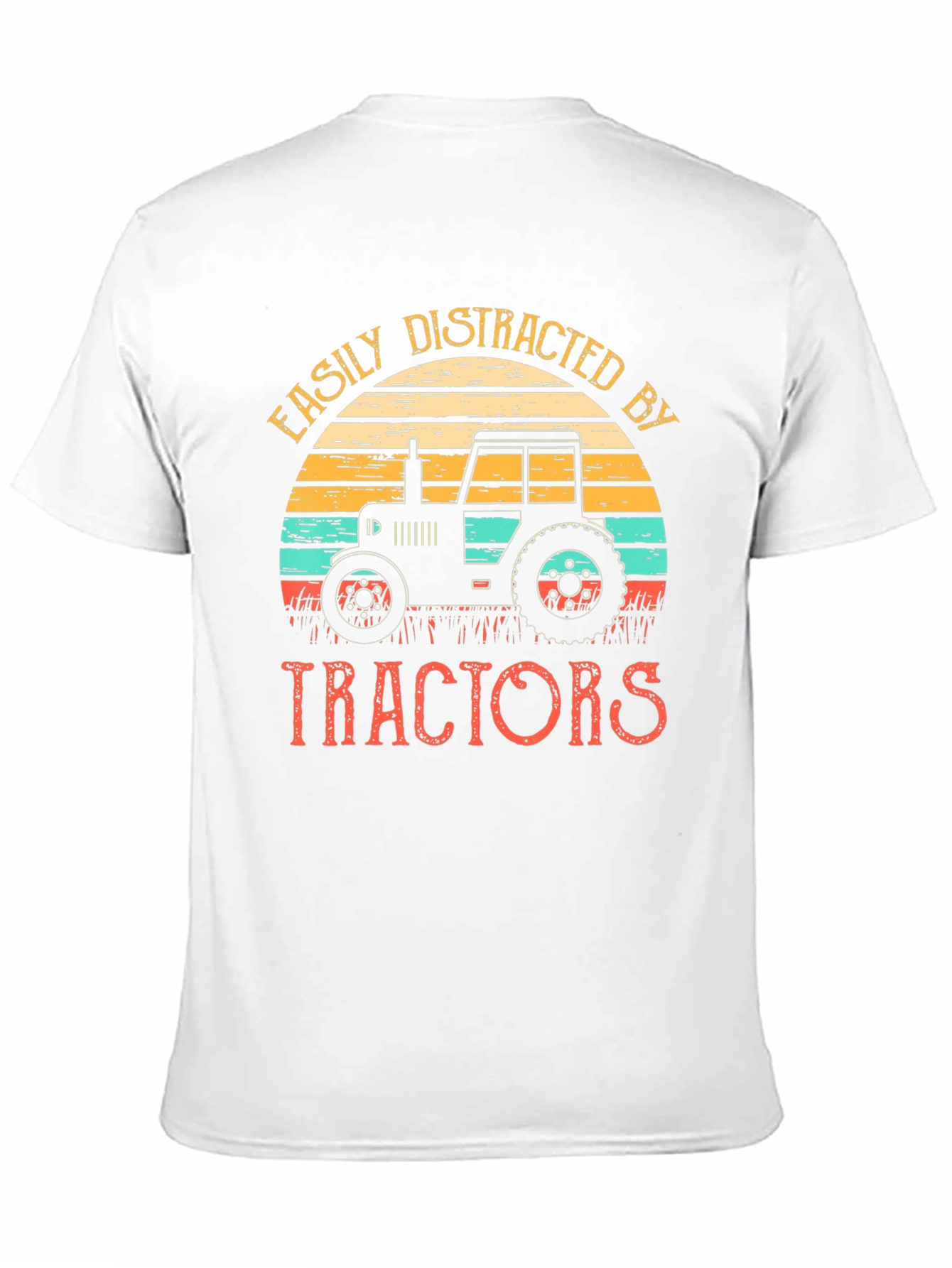 Easily Distracted By Tractors Black T-Shirt