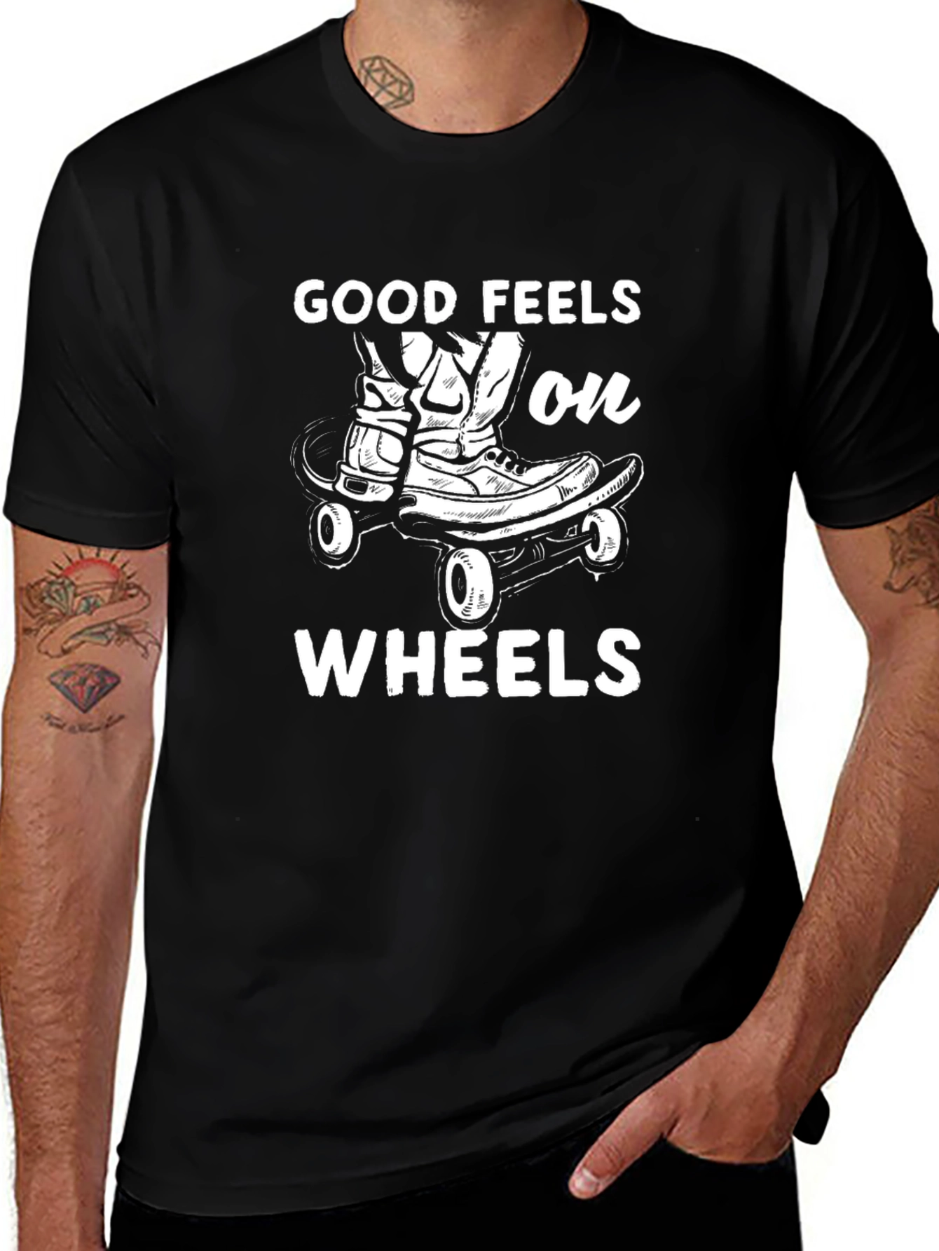 Good Feels on Wheels T-Shirt - Skateboard Graphic Tee