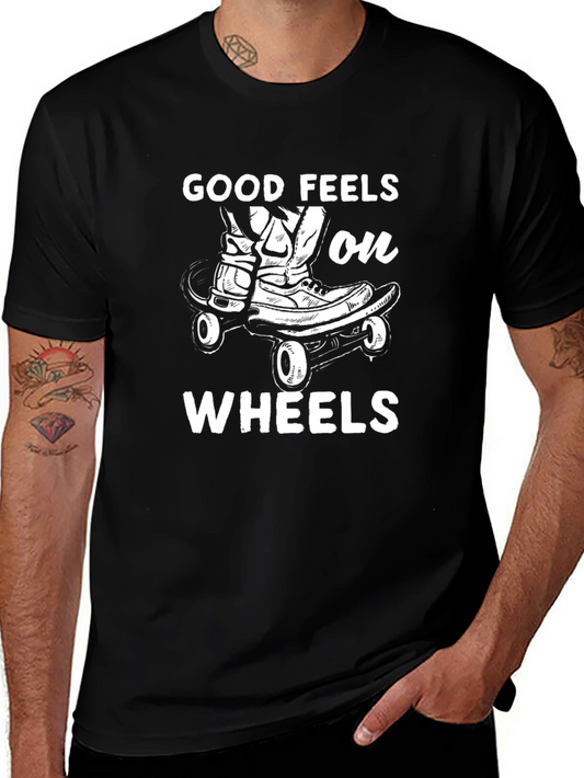 Good Feels on Wheels T-Shirt - Skateboard Graphic Tee