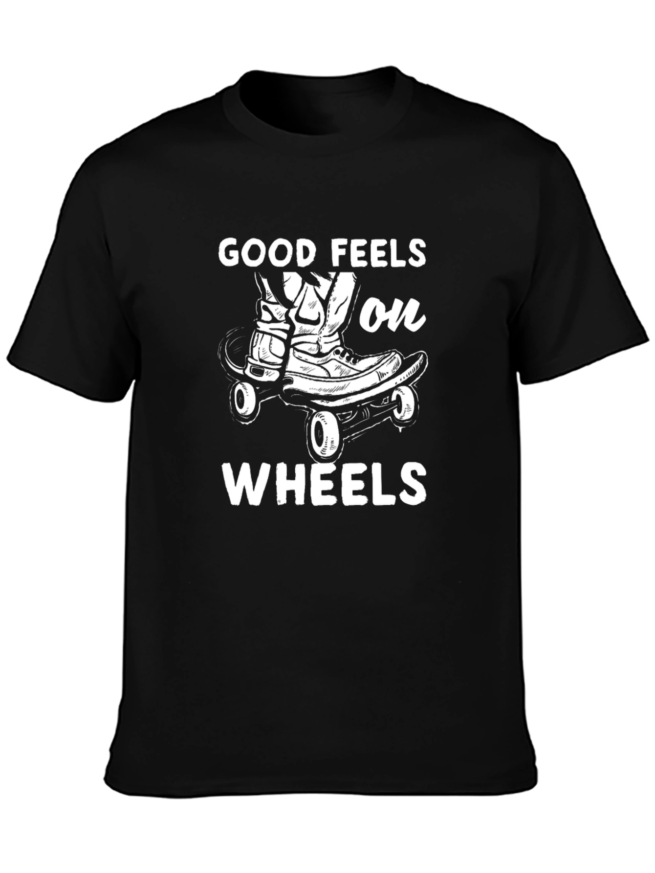 Good Feels on Wheels T-Shirt - Skateboard Graphic Tee