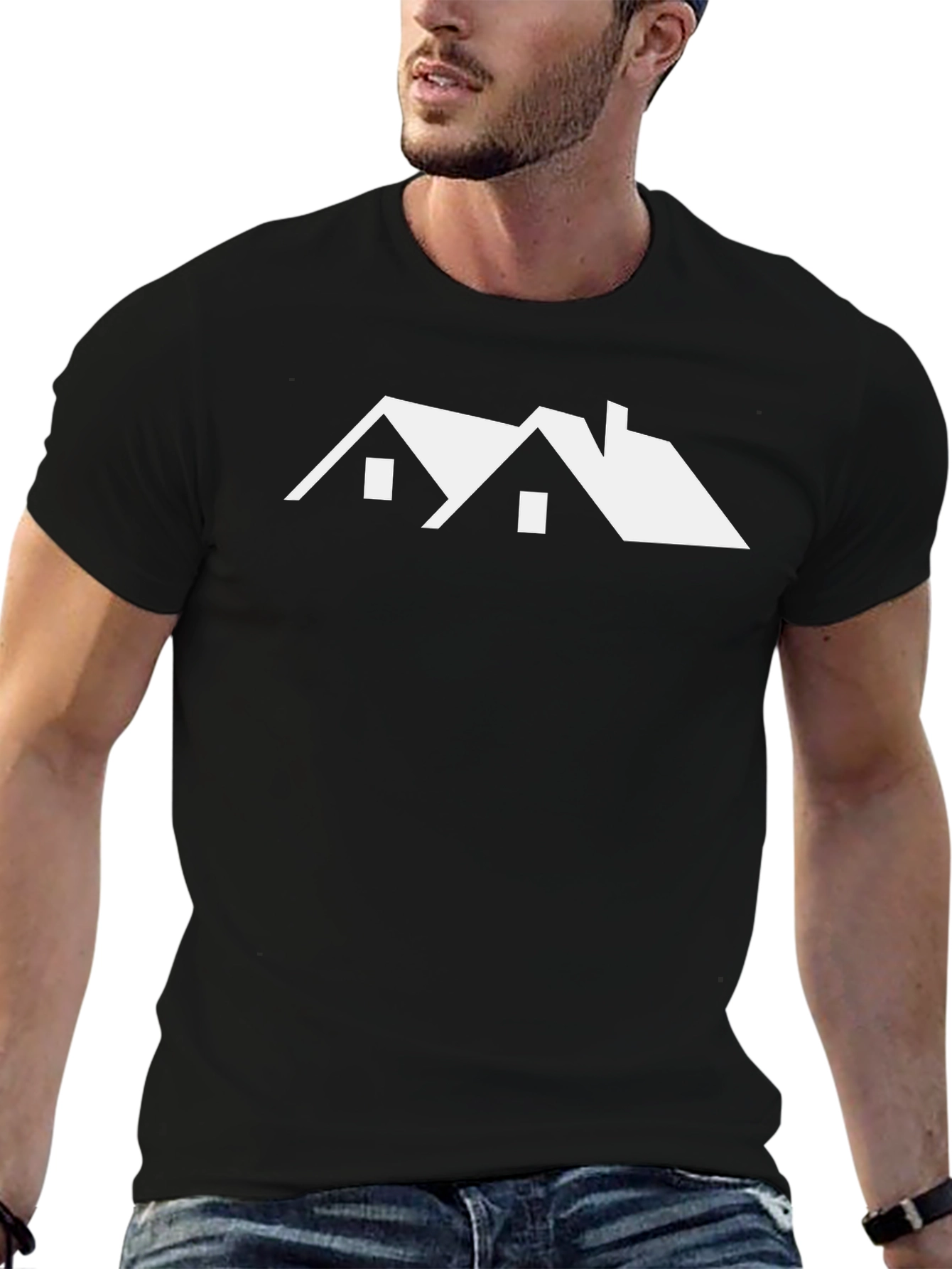 Modern House Graphic Tee - Black Short Sleeve