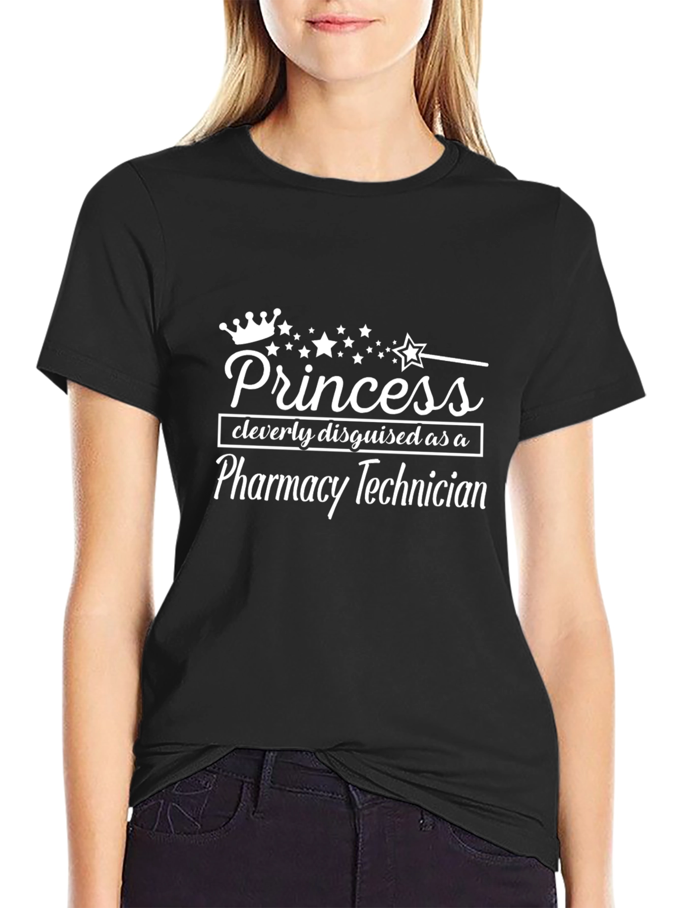 Princess Disguised as Pharmacy Technician Black T-Shirt